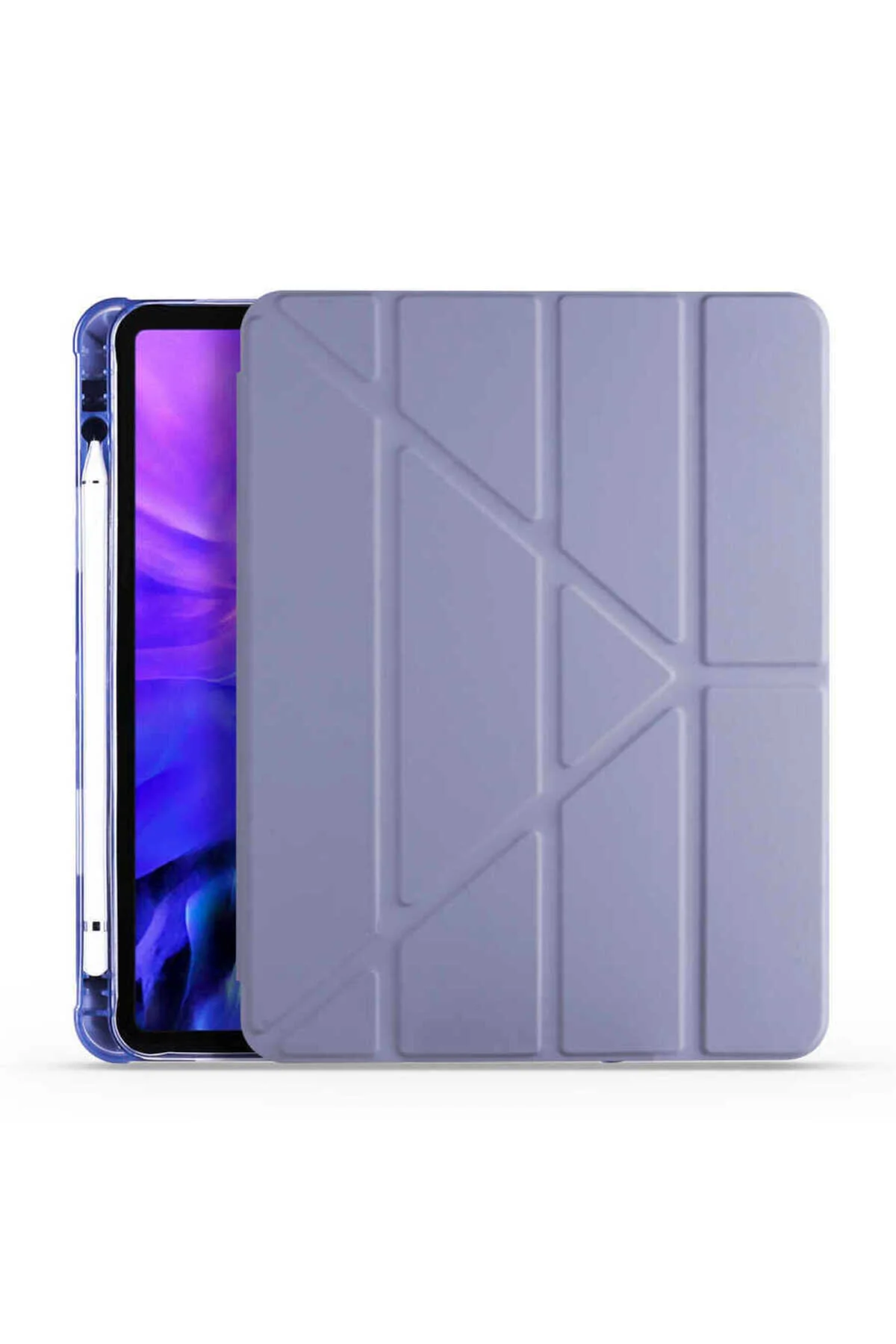 iPad Air 10.9 2020 (4.Nesil) İçin Uyumlu Kalem Bölmeli Stand Olabilen Smart Tablet Kılıfı