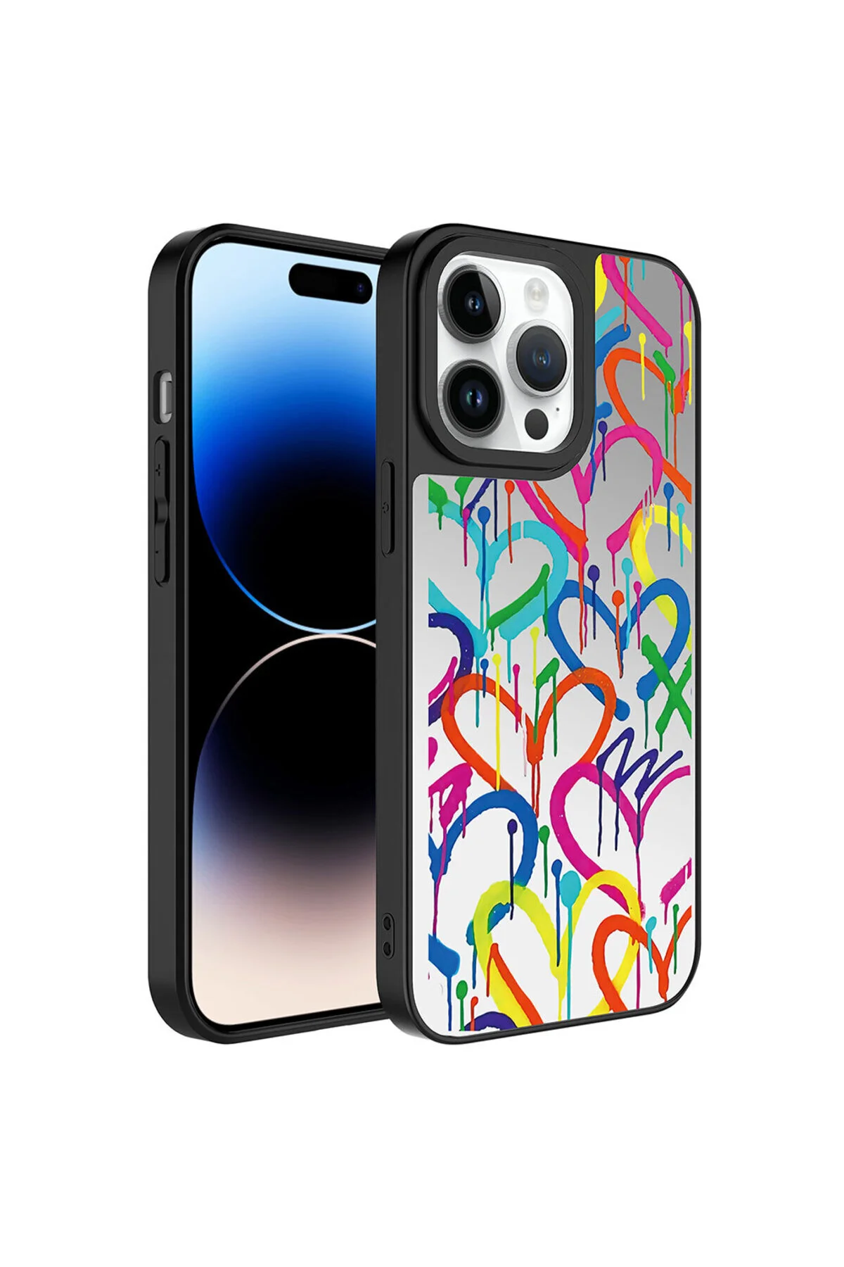 iPhone 14 Pro Max Kılıf Aynalı Desenli Kamera Korumalı Parlak Darbe Emici Kapak