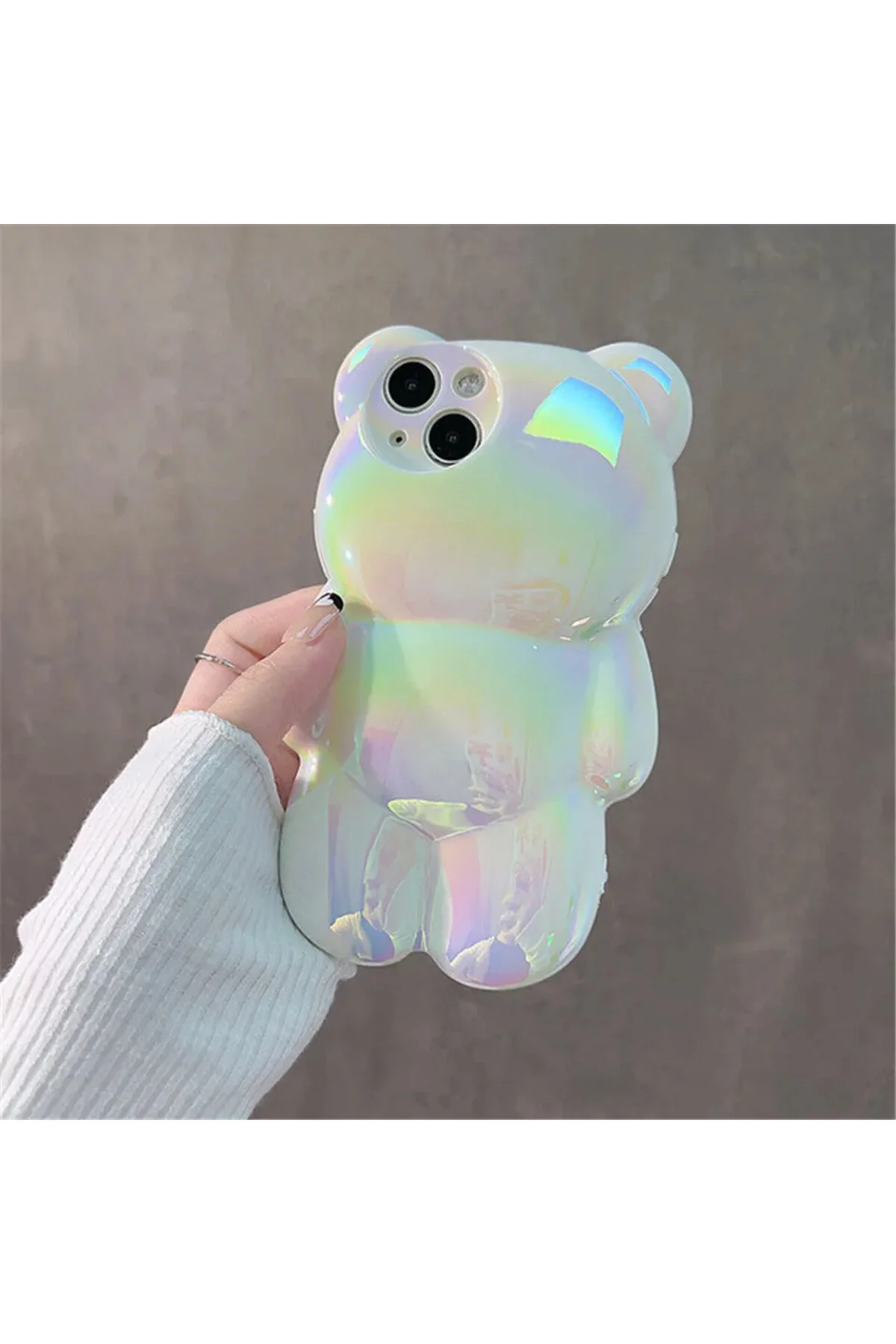 iPhone 13 Uyumlu Hologramlı Parlak Işıltılı Şık 3D Kamera Korumalı Kılıf