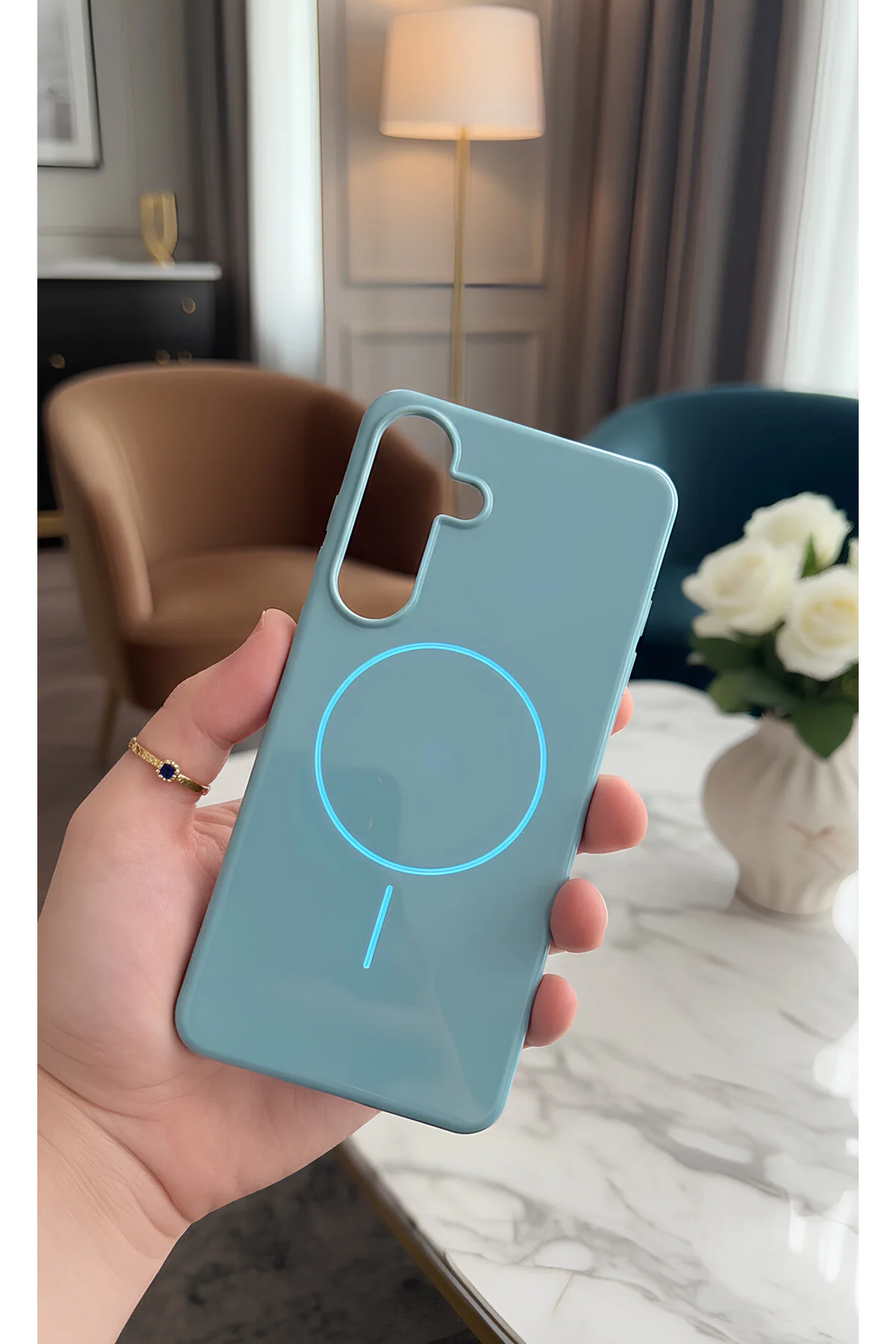 Galaxy A26 İçin Uyumlu Parlak Yapılı Magsafe Özellikli İçi Kadife Kılıf