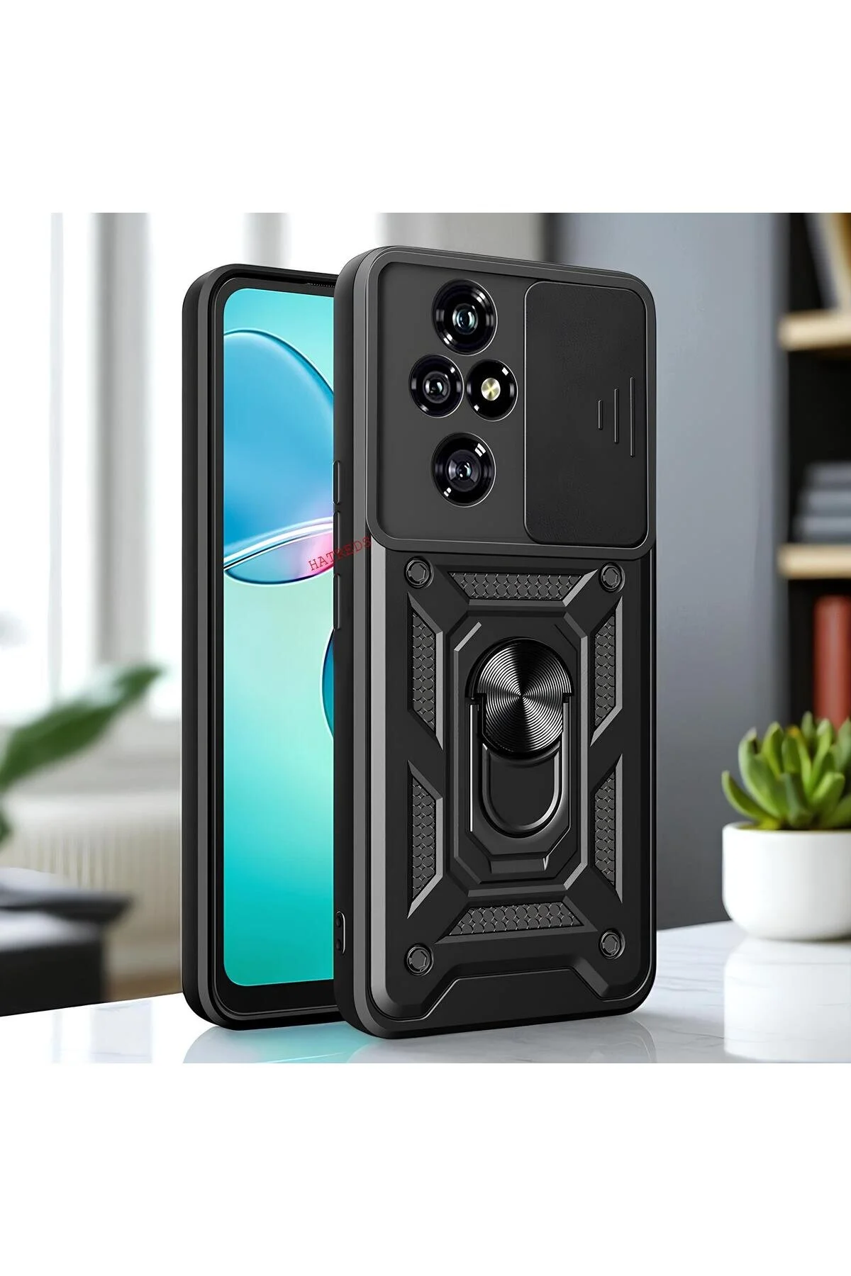 Honor 200 Pro Kılıf Magnetik Standlı Sürgülü Kamera Korumalı TPU Tank Kapak