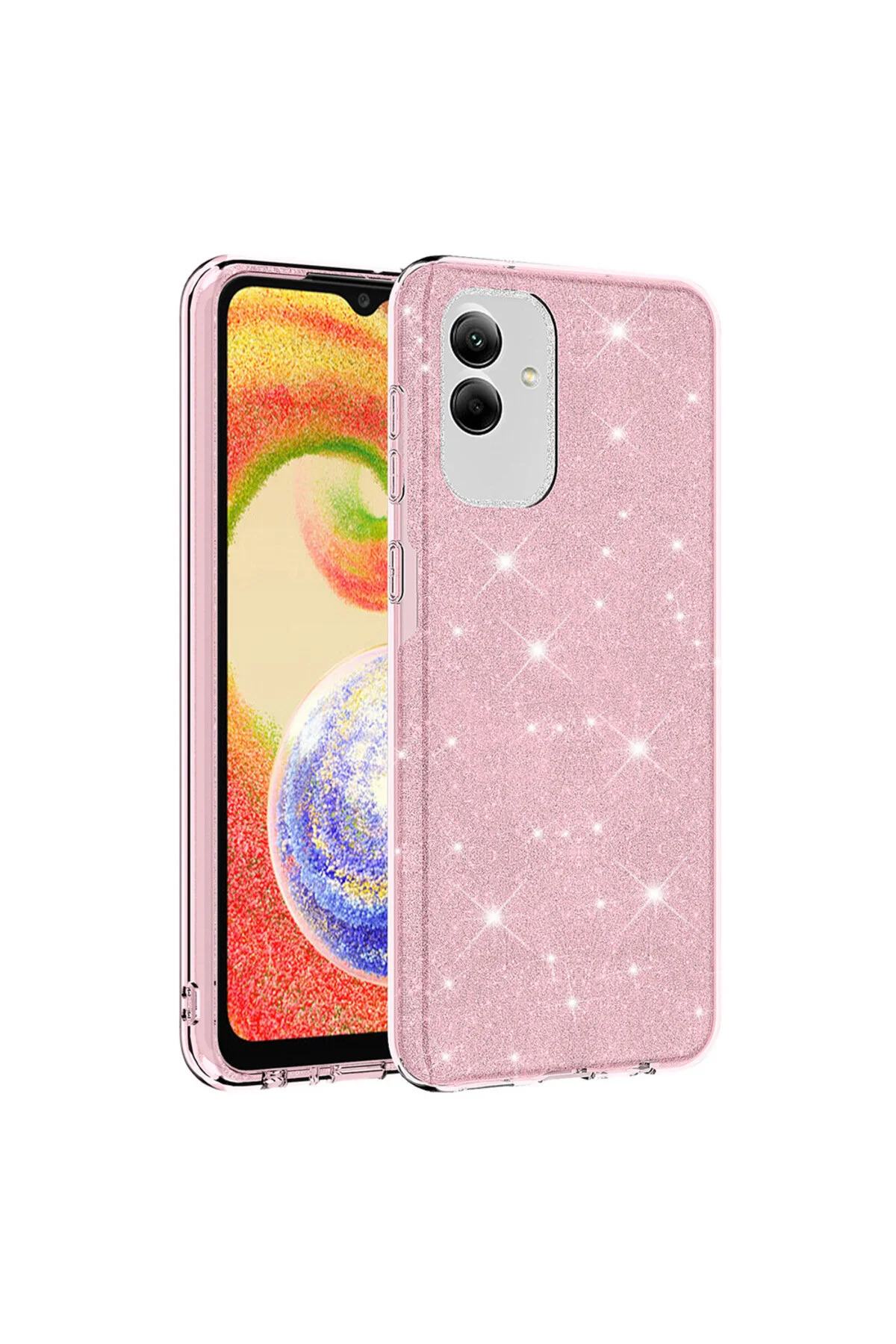 Galaxy A04 Uyumlu Kılıf Simli Tasarımlı Kamera Korumalı Silikon Kapak