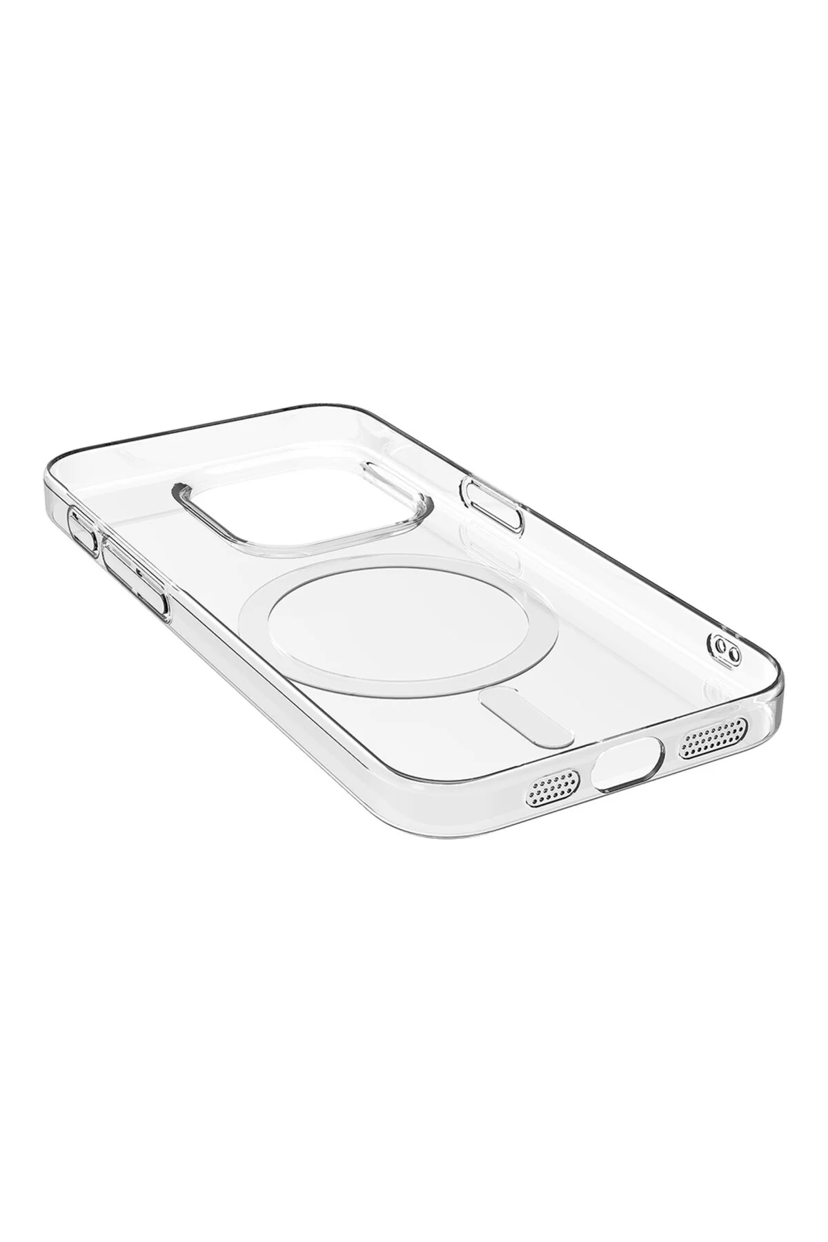 iPhone 15 Pro İçin Uyumlu Kamera Korumalı M-Safe Şarj Özellikli Şeffaf Sert PC Kapak
