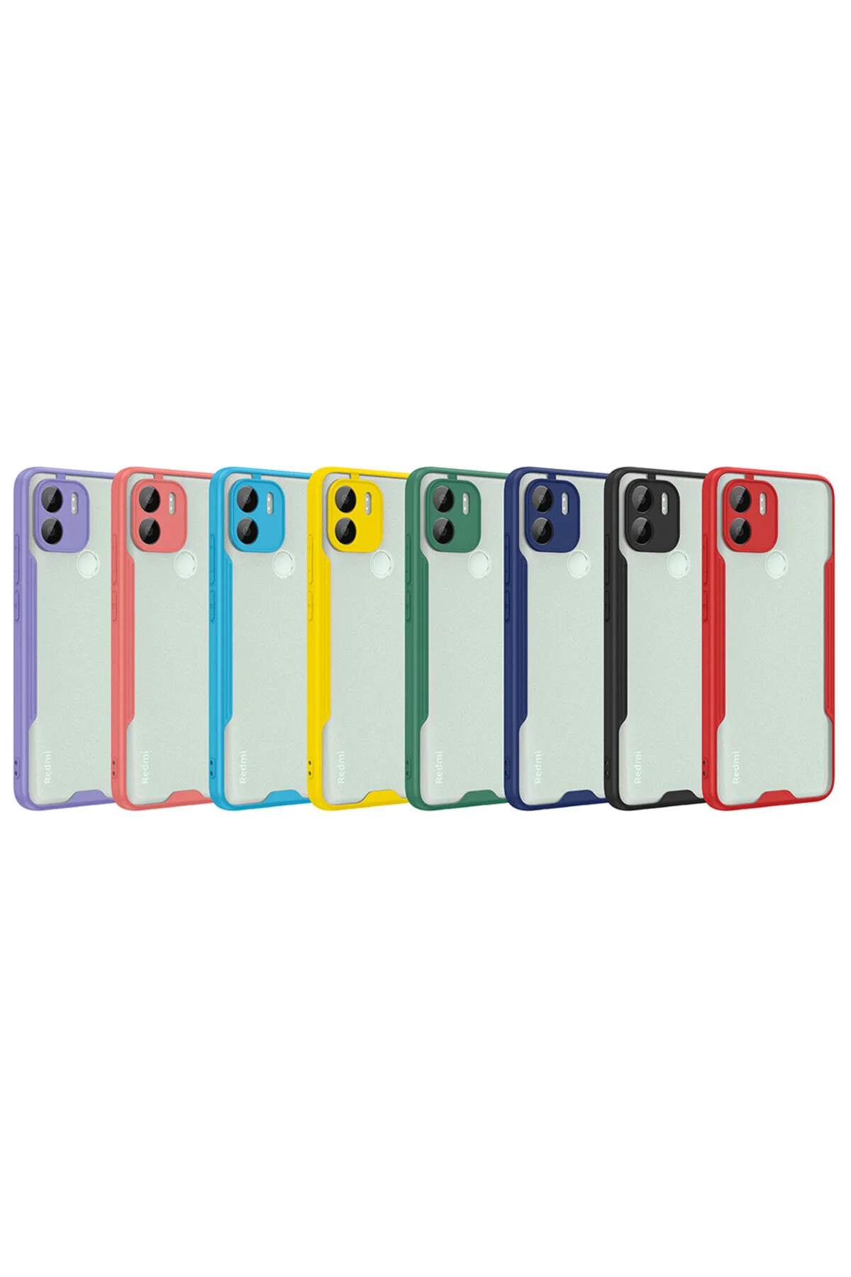 Xiaomi Redmi A1 Uyumlu Kenarları Renkli Arkası Buzlu Bumper Kılıf