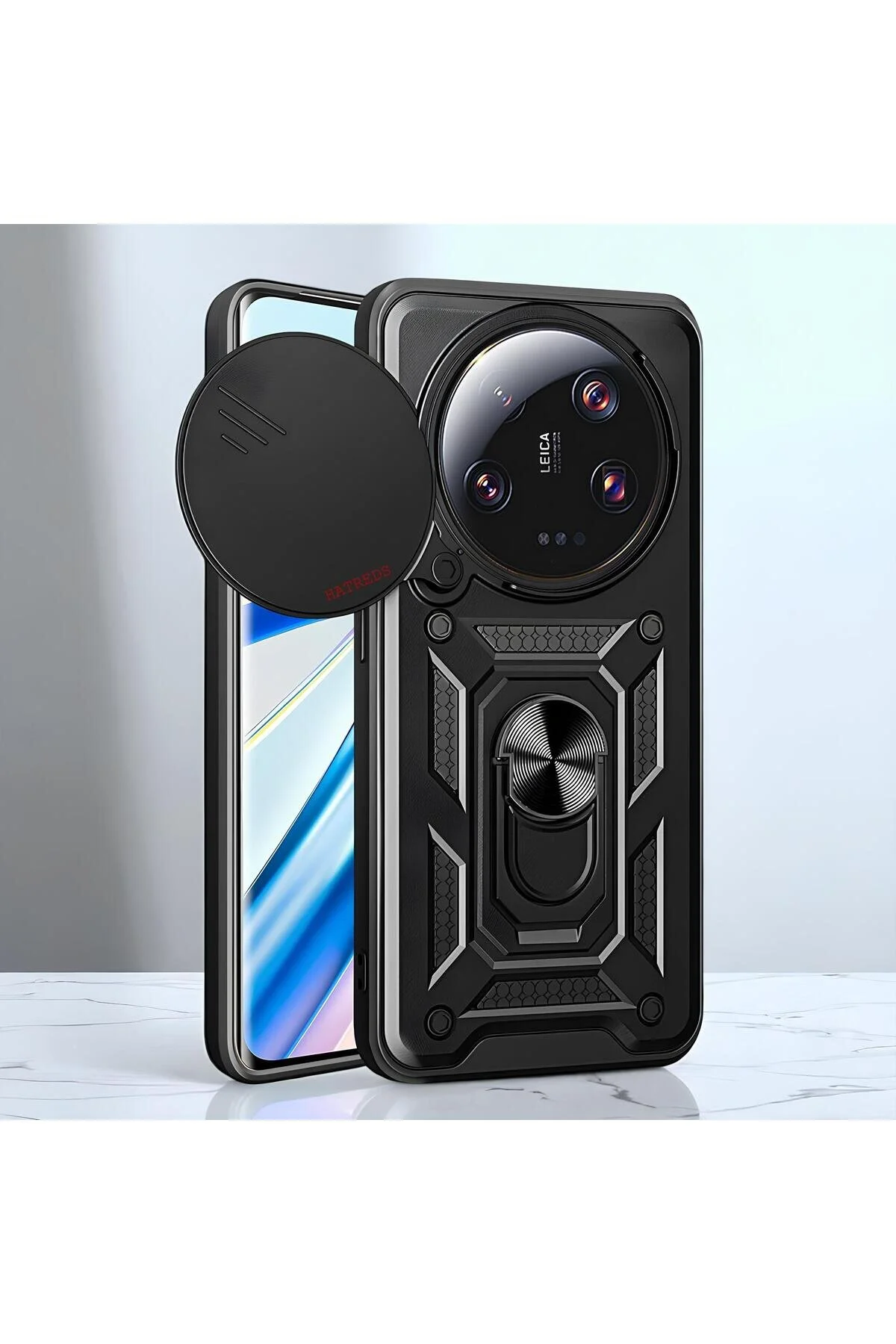 Xiaomi Mi 13 Ultra Kılıf Magnetik Standlı Sürgülü Kamera Korumalı TPU Tank Kapak