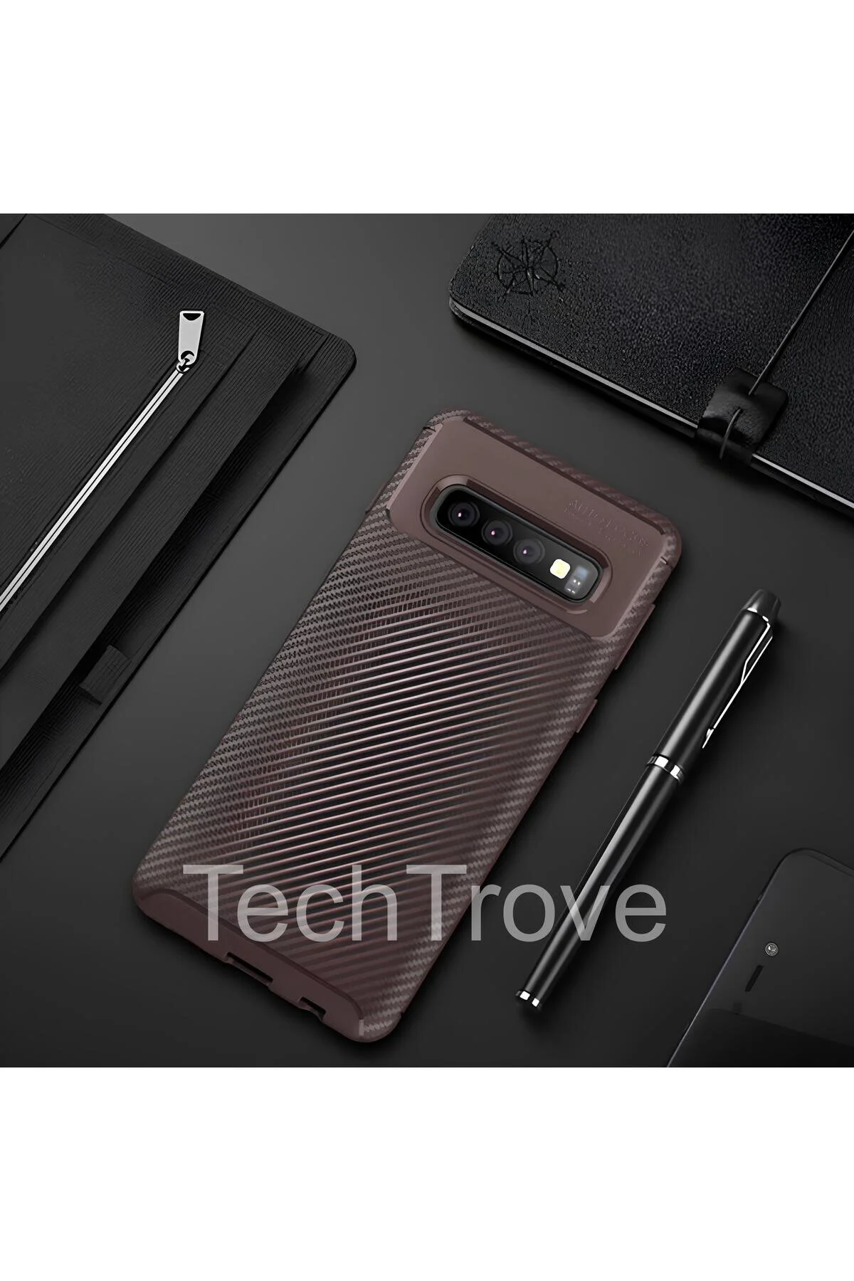 Samsung Galaxy S10 Kılıf Kamera Korumalı Darbe Emici Karbon Fiber Desenli Renk Atmaz Silikon Kapak