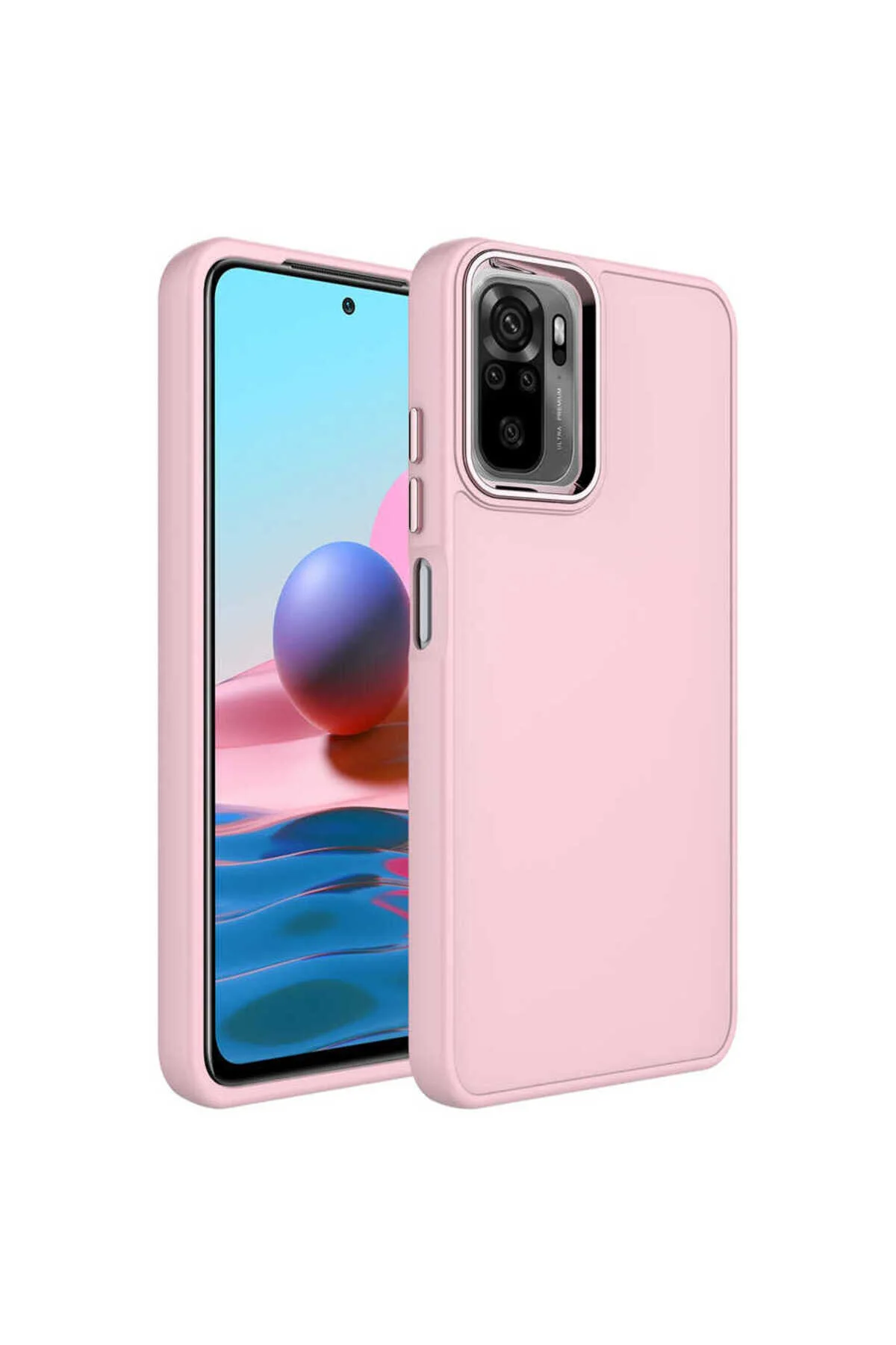 Redmi Note 10 İçin Uyumlu Metal Çerçeve ve Buton Tasarımlı Silikon Kılıf