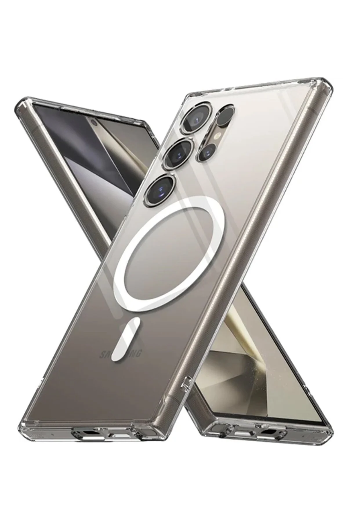 Samsung Galaxy S24 Ultra Uyumlu Kılıf Magneticsafe Şeffaf Silikon