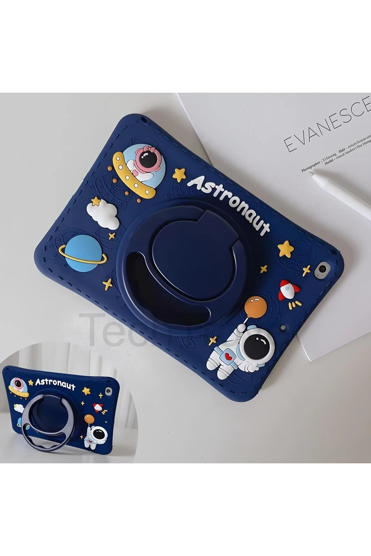 Honor X9 Kılıf Stand Olabilen Askılı Sevimli Astronot Figürlü Tablet Kılıfı