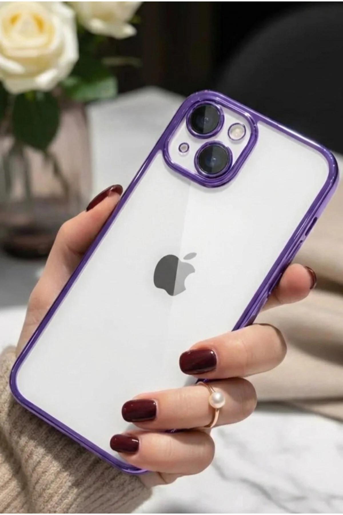 Apple iPhone 15 Uyumlu 3D Kamera Korumalı Şeffaf Tasarım Bumper Kılıf