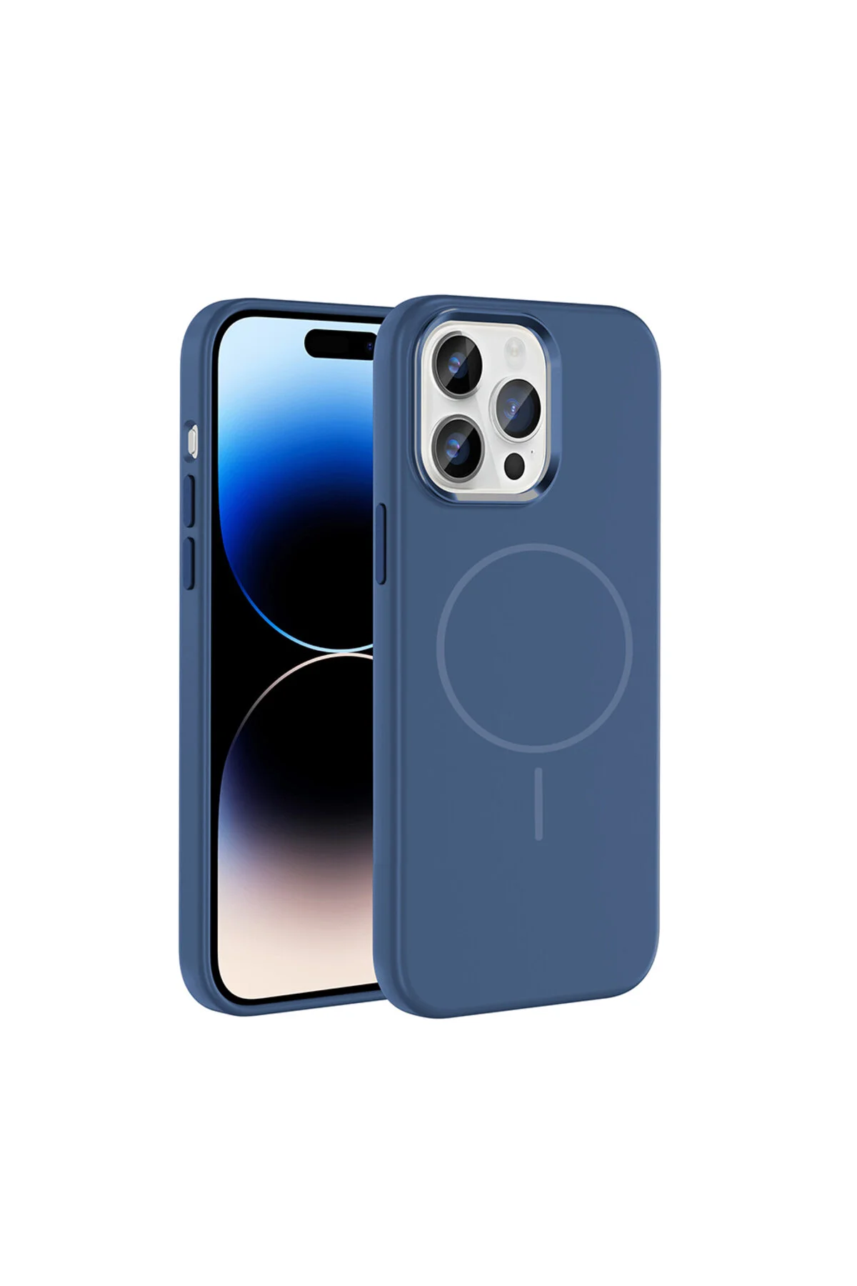 iPhone 14 Pro Max İçin Uyumlu M-Safe Şarj Özellikli Metal Kamera Çerçeveli Silikon Kapak