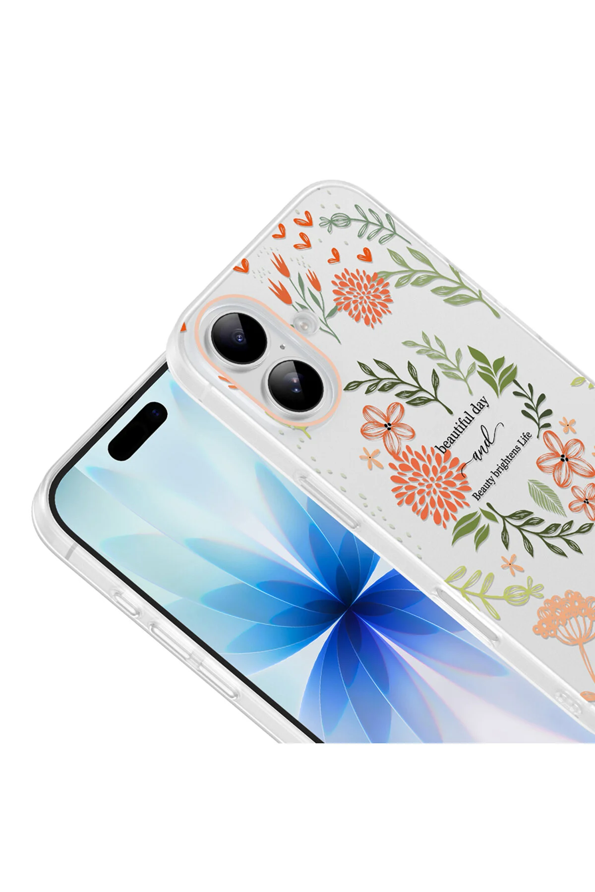 iPhone 16 Uyumlu Desenli Şeffaf Kılıf Kamera Korumalı İnce Kapak