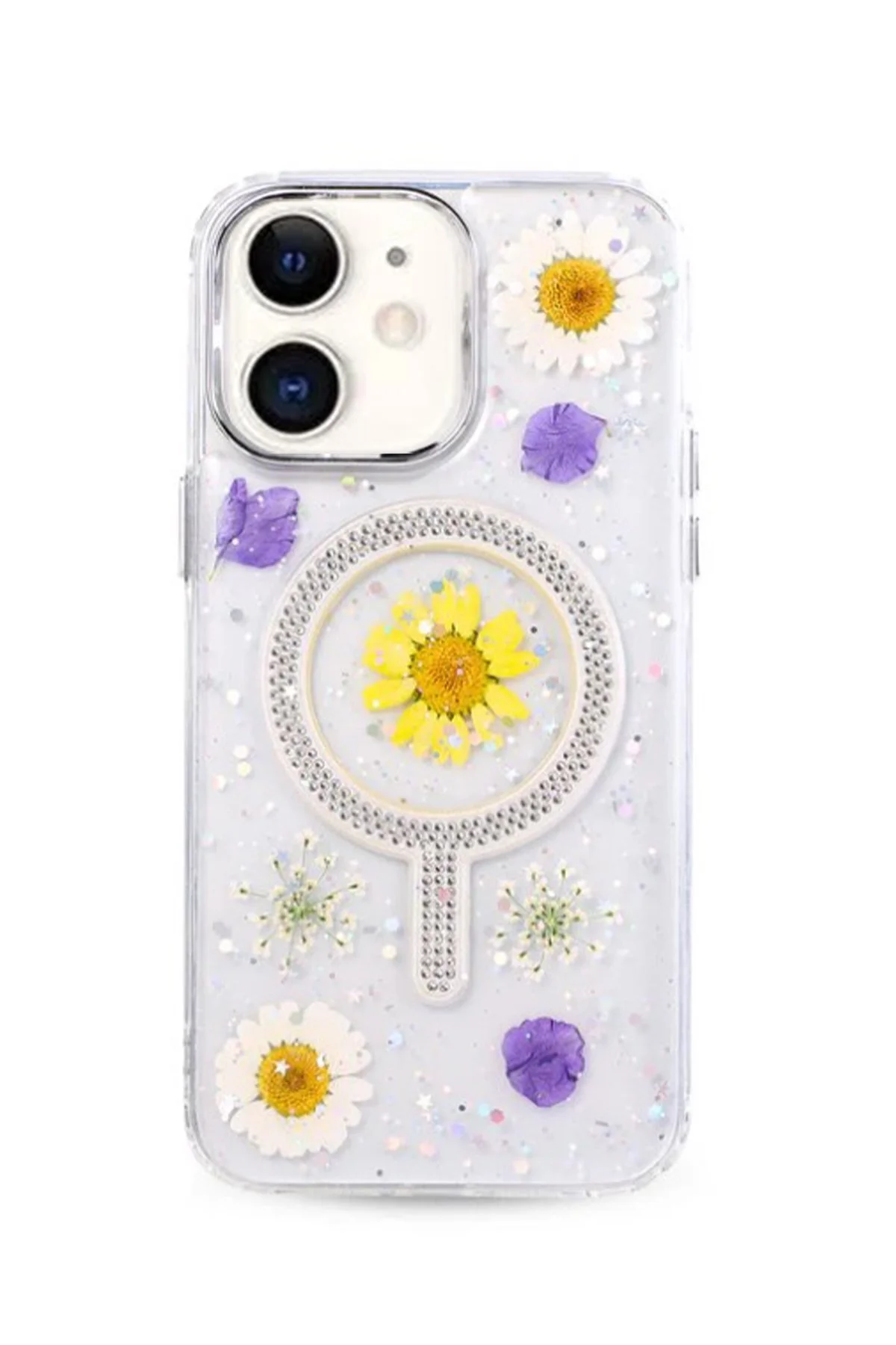 iPhone 11 Uyumlu Flower Magsafeli  Yeni Tasarım Kılıf - Sarı