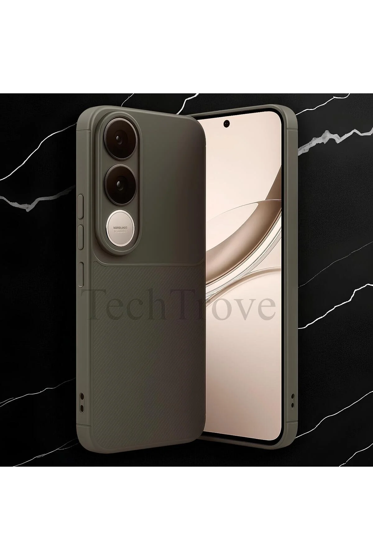 Vivo V50 Lite 4G Kılıf Kamera Korumalı Darbe Emici Karbon Fiber Desenli Kapak