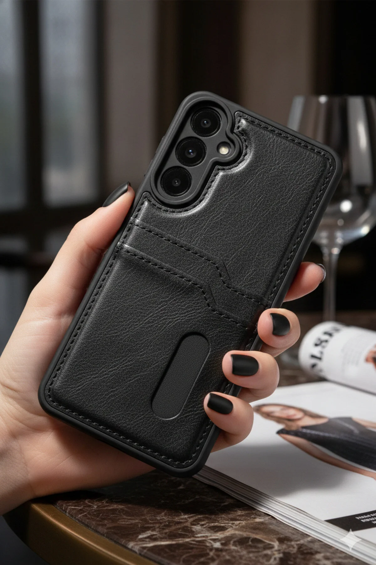 Samsung Galaxy A26 Uyumlu Kılıf Kart Bölmeli Deri Tasarımlı Kılıf