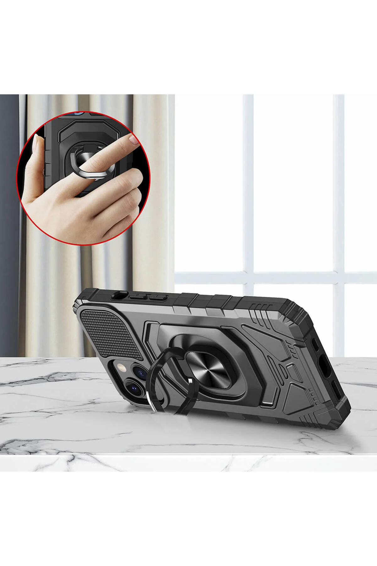 Galaxy Xcover 7 Pro Uyumlu Yüzüklü Standlı Tank Kılıf