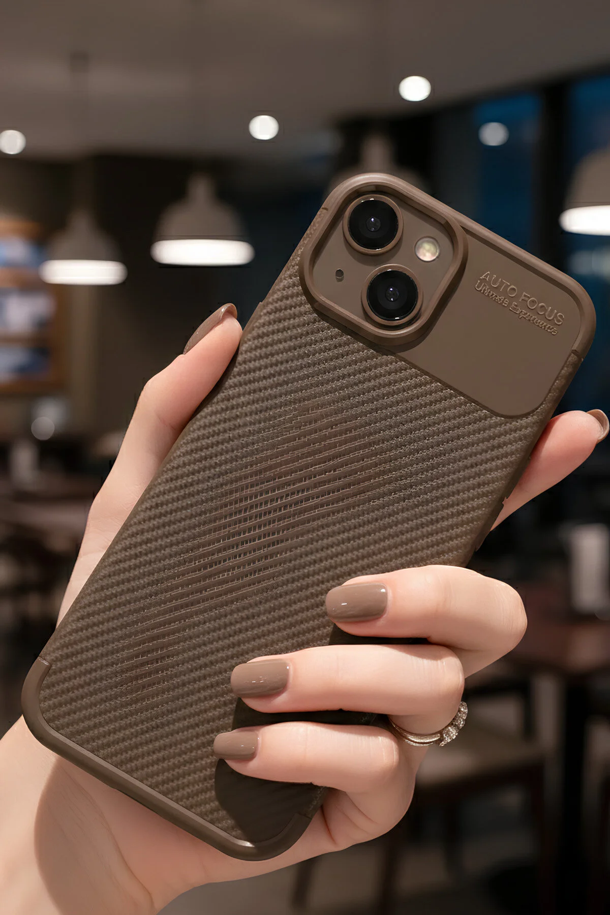 iPhone 14 Kılıf Kamera Korumalı Darbe Emici Karbon Fiber Desenli Kapak