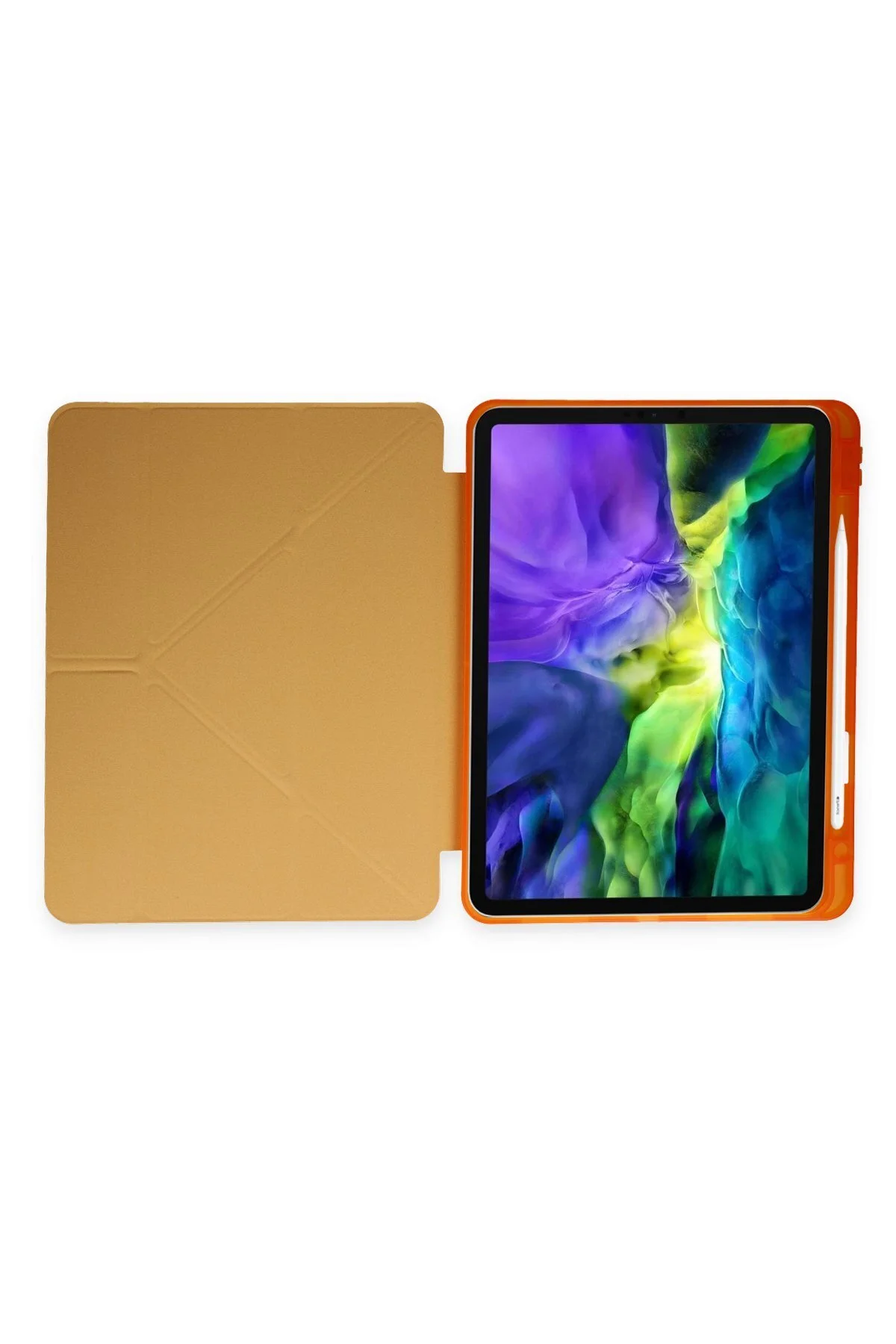 iPad 5 Air 9.7 Uyumlu Kılıf Kalem Bölmeli Uyku Modlu Smart Case - Sarı