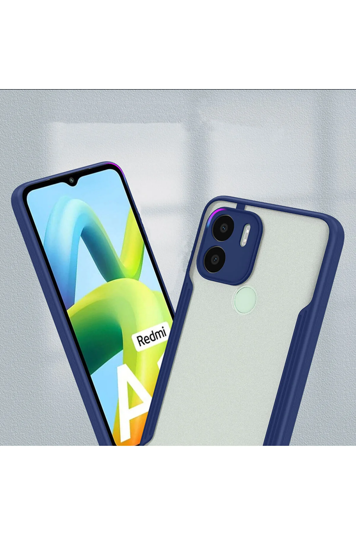 Xiaomi Redmi A1 Uyumlu Kenarları Renkli Arkası Buzlu Bumper Kılıf