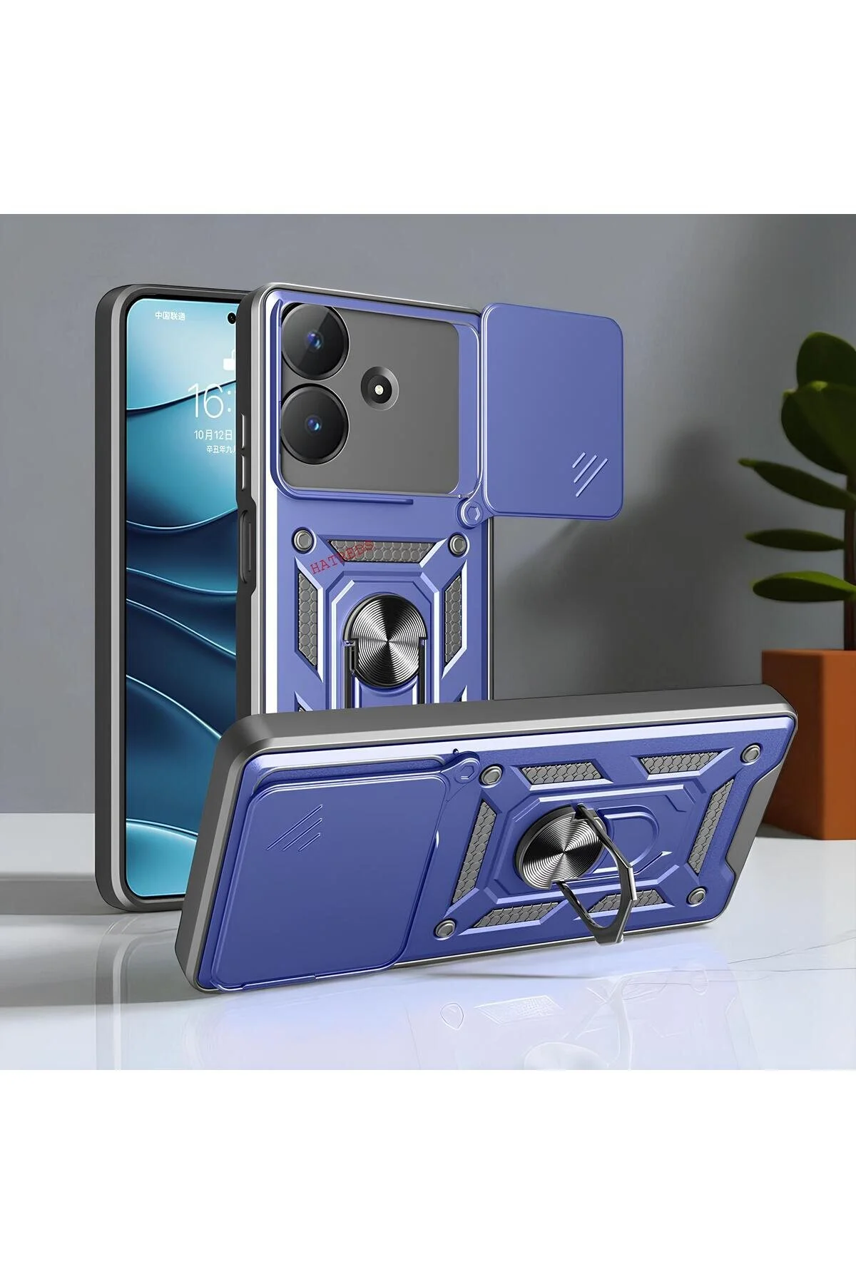 Realme Note 60 Kılıf Magnetik Standlı Sürgülü Kamera Korumalı TPU Tank Kapak