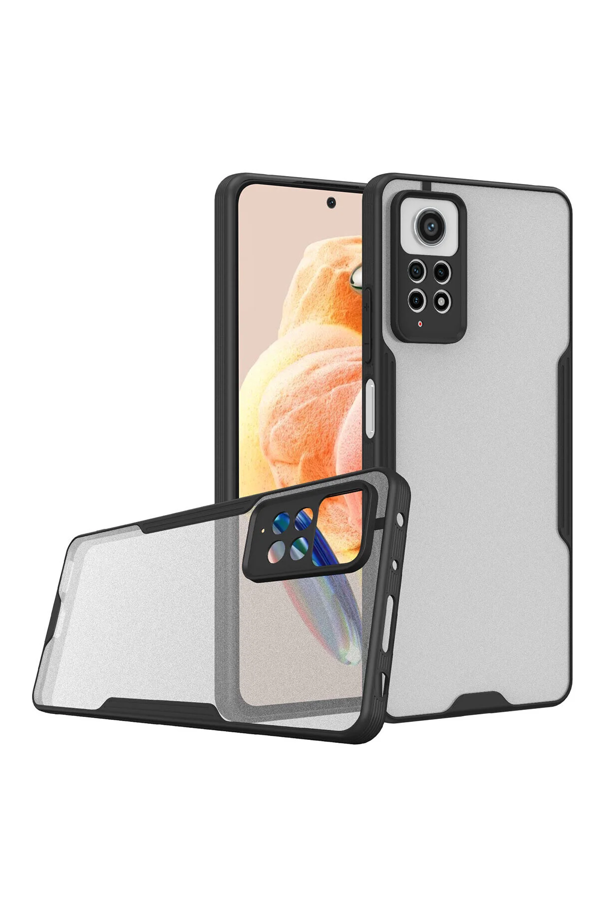 Xiaomi Redmi Note 12 Pro 4G Uyumlu Kenarları Renkli Arkası Buzlu Bumper Kılıf