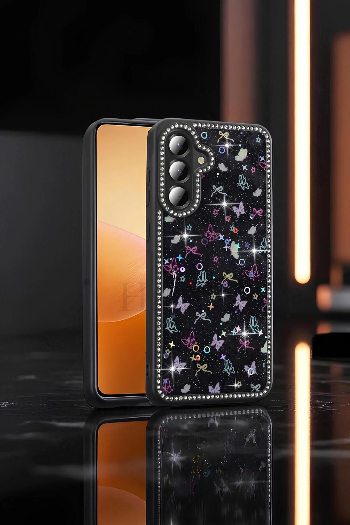Galaxy A36 Kılıf Taşlı ve Simli Tasarım Azra Kapak