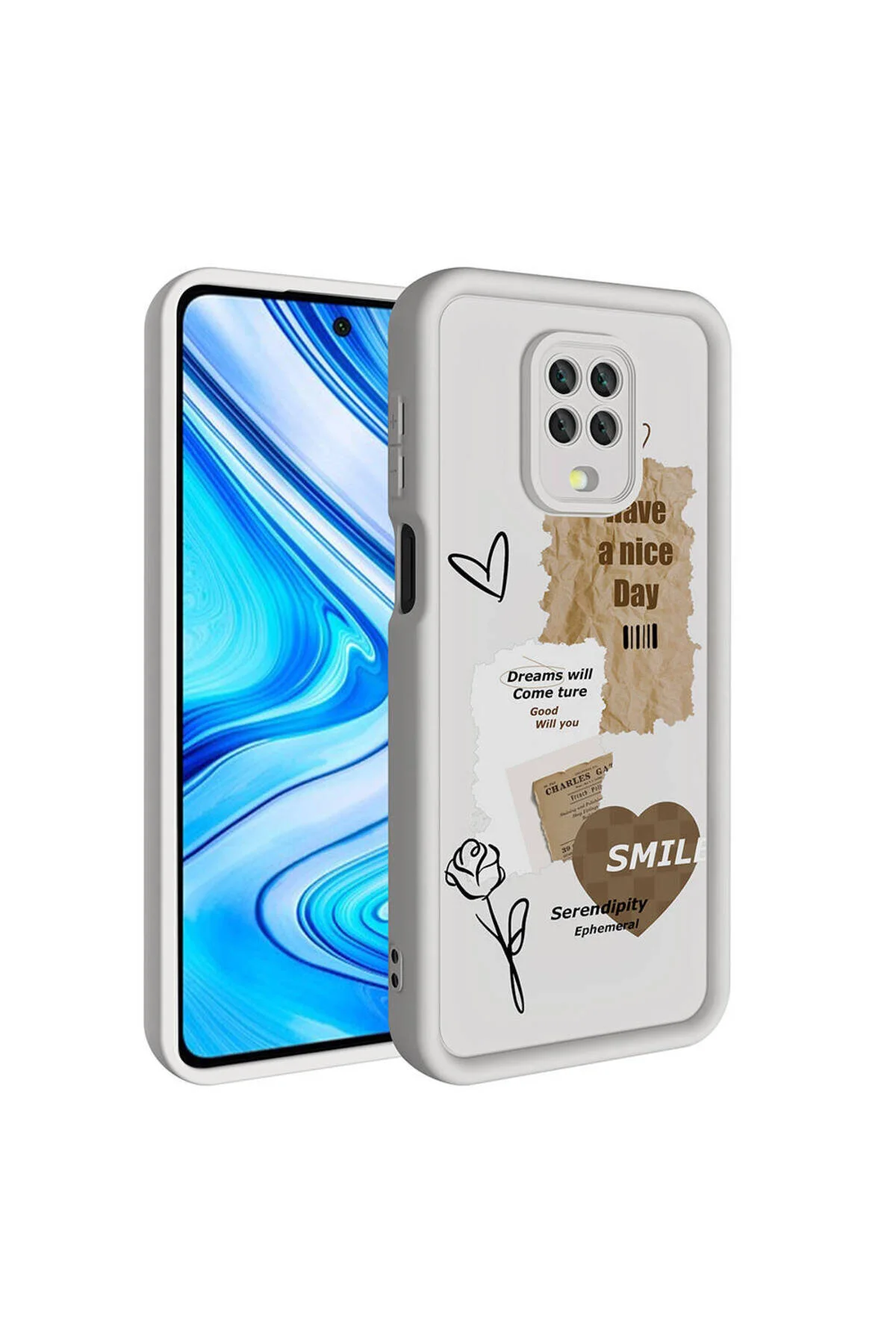 Xiaomi Redmi Note 9S Uyumlu Renkli Tasarımlı Kamera Korumalı Baskılı Kılıf