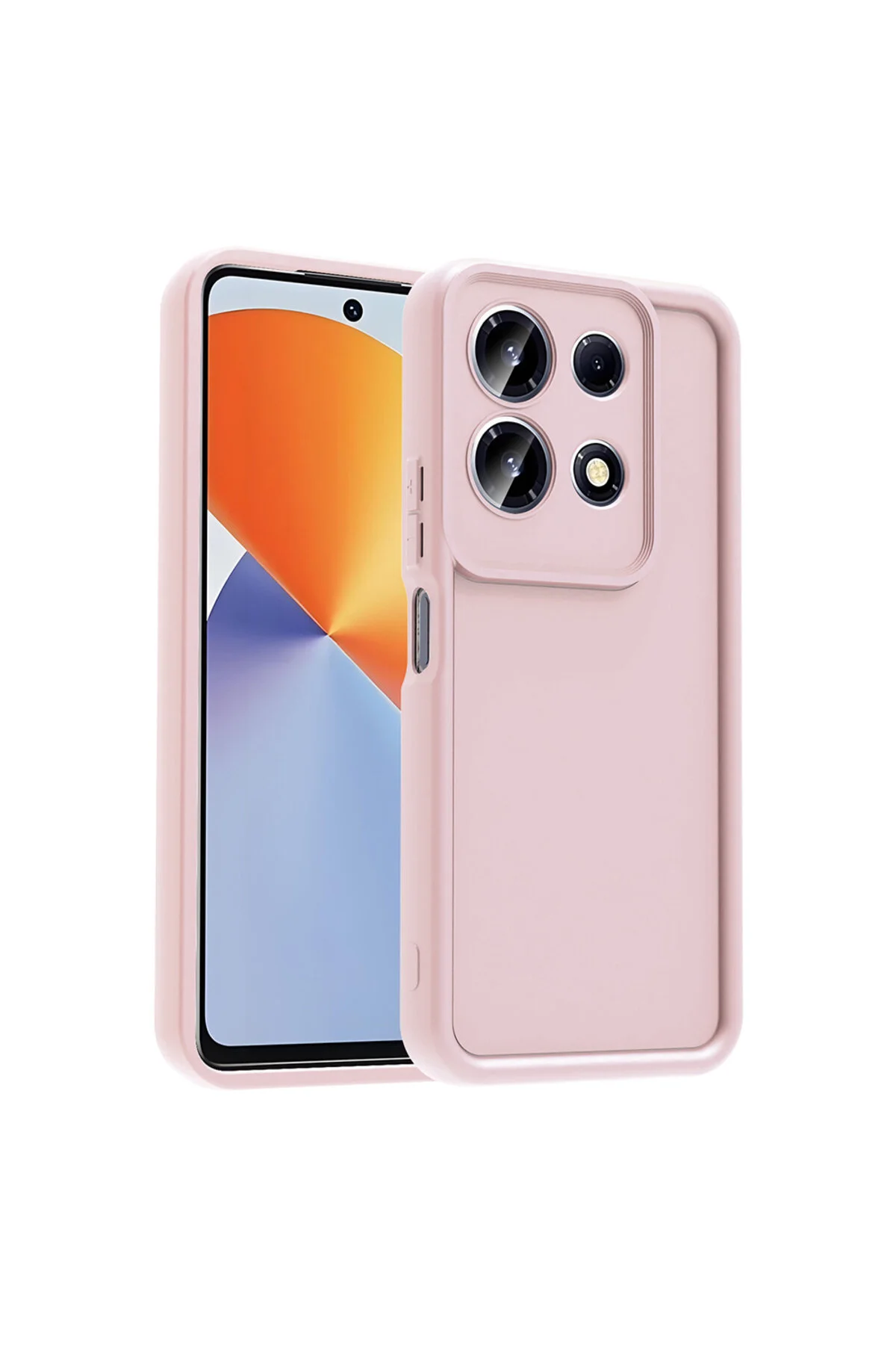 İnfinix Note 30 4G Kılıf Kamera Korumalı Kenar Çıkıntılı Soft Renkli Silikon Kapak - Pembe
