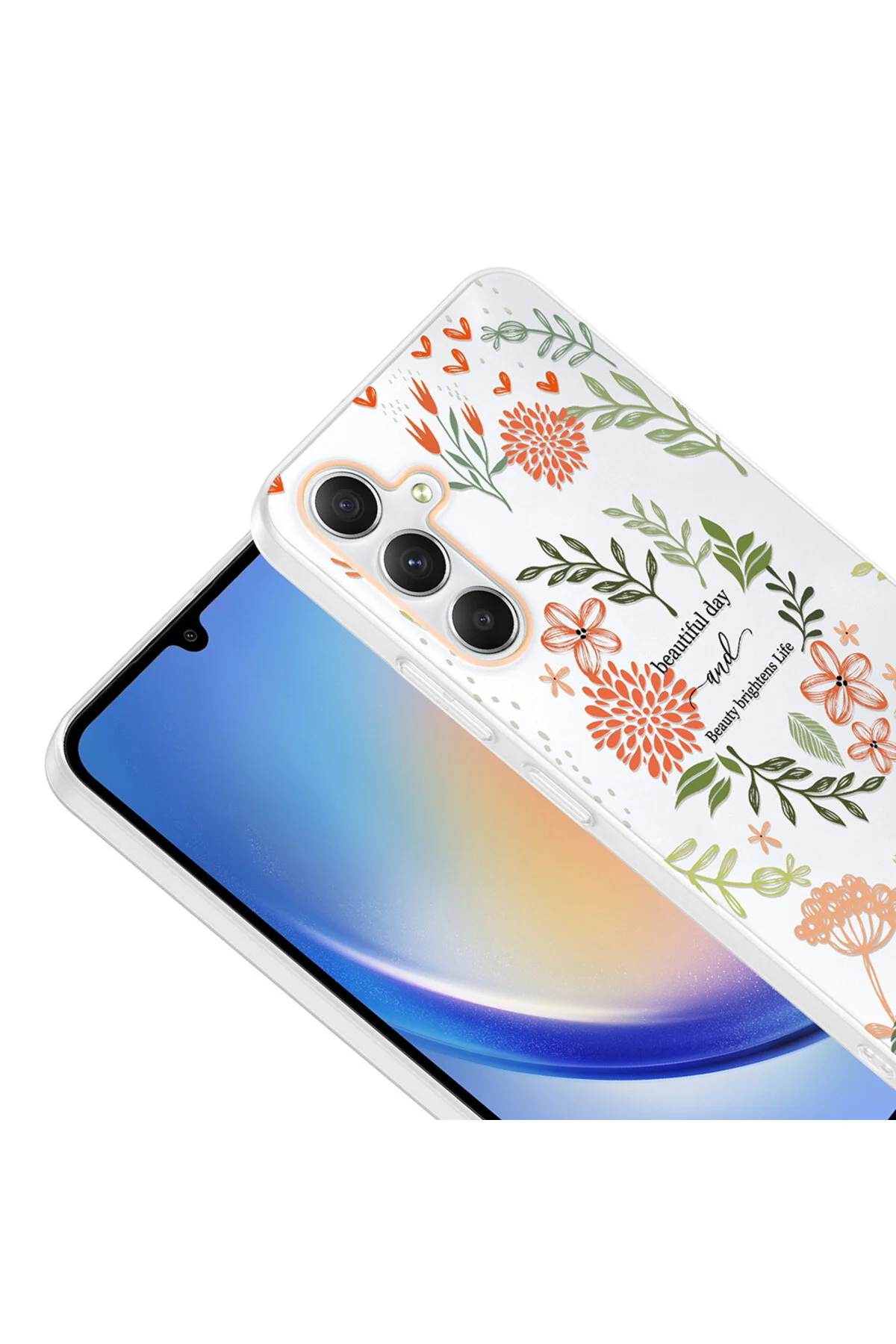 Samsung Galaxy S23 FE Uyumlu Desenli Şeffaf Kılıf Kamera Korumalı İnce Kapak