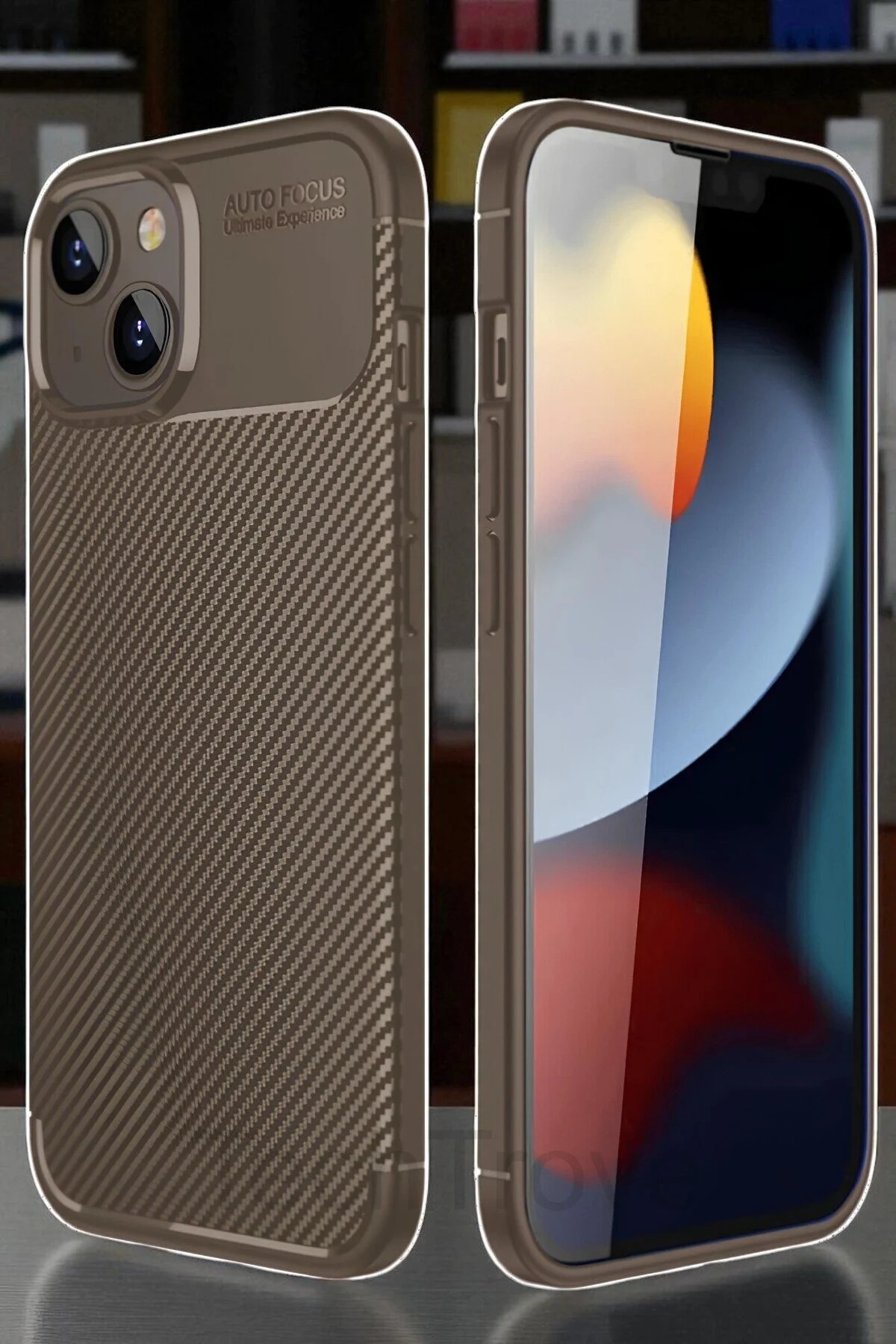 iPhone 14 Kılıf Kamera Korumalı Darbe Emici Karbon Fiber Desenli Kapak