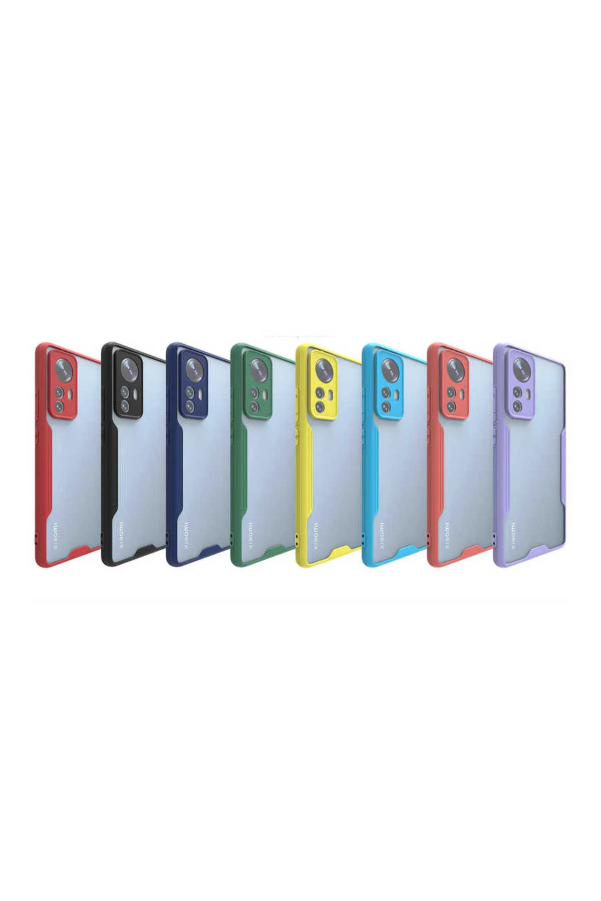 Xiaomi Mi 12 Uyumlu Kenarları Renkli Arkası Buzlu Bumper Kılıf
