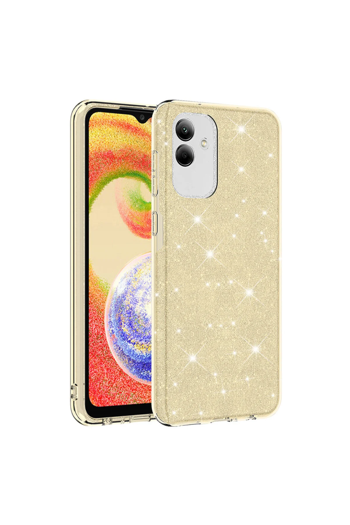 Galaxy A04 Uyumlu Kılıf Simli Tasarımlı Kamera Korumalı Silikon Kapak