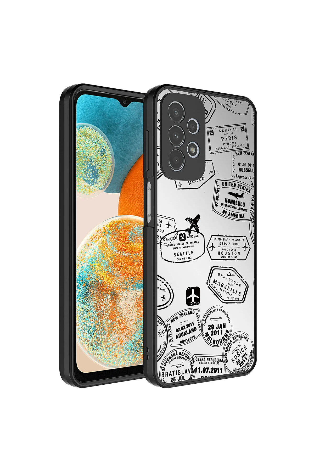 Galaxy A23 Kılıf Aynalı Desenli Kamera Korumalı Parlak Darbe Emici Kapak