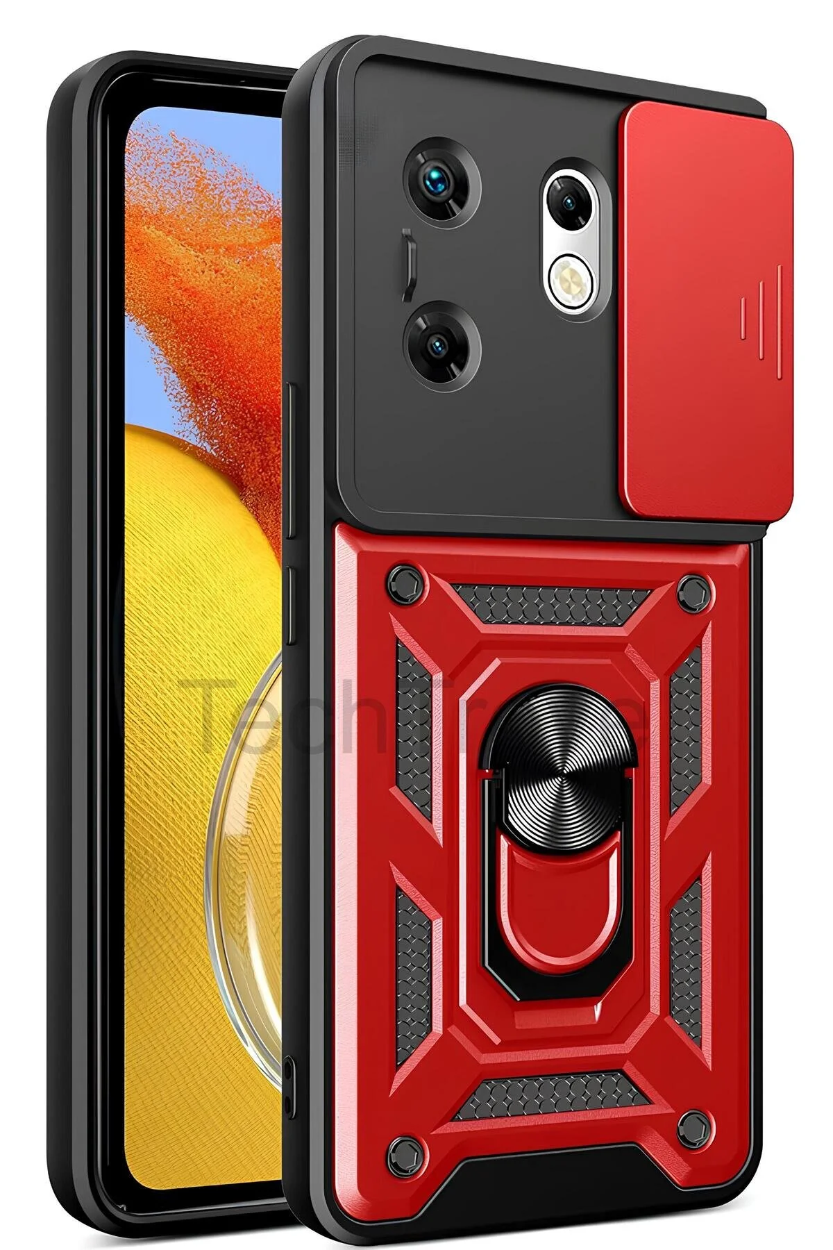 İnfinix Zero 30 4G Kılıf Sürgülü Kamera Korumalı Yüzüklü Stand Olabilen Magnetic Tpu Tank Kapak