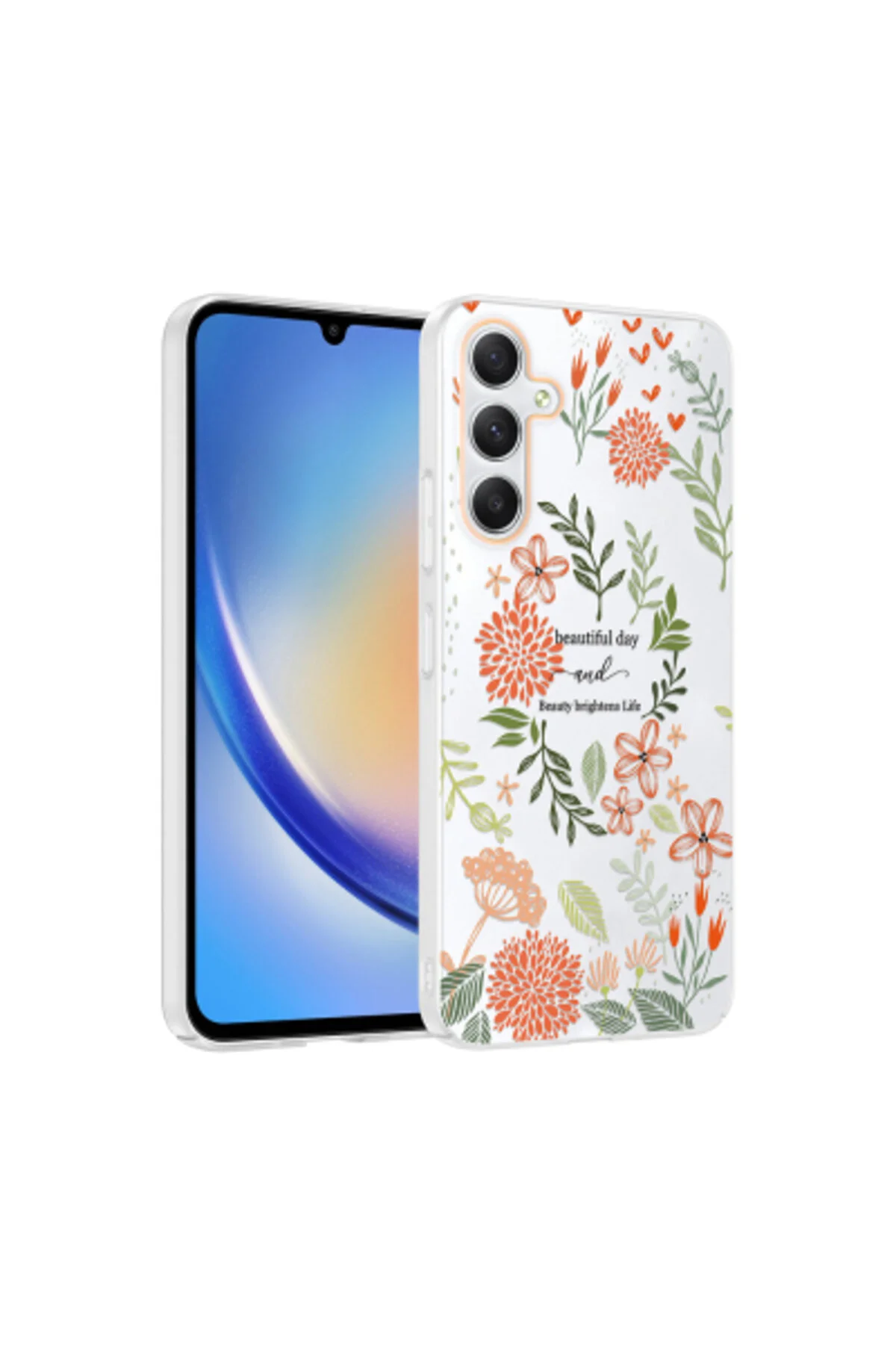 Samsung Galaxy S23 FE Uyumlu Desenli Şeffaf Kılıf Kamera Korumalı İnce Kapak