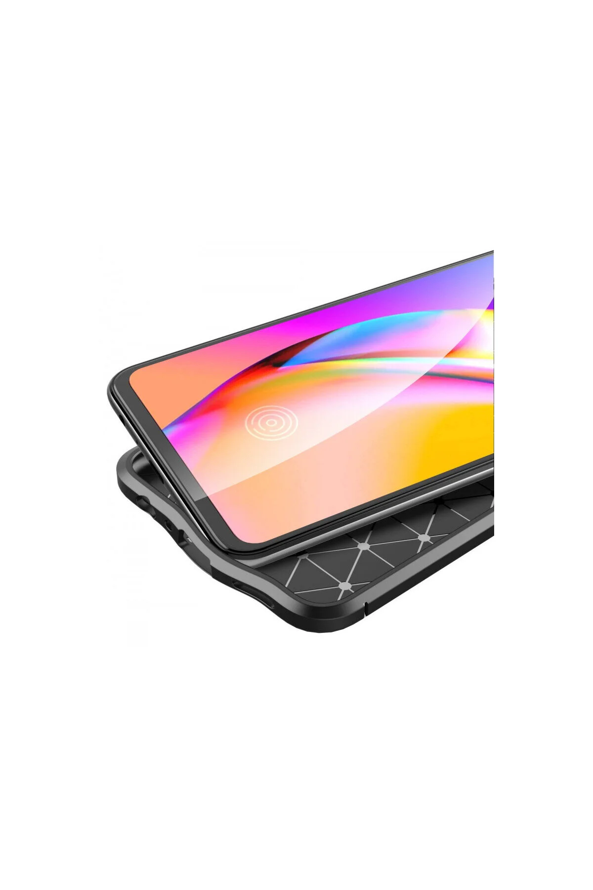 Oppo Reno 5 Lite İçin Uyumlu Deri Tasarımlı Elde Kaymaz Korumalı Silikon Kılıf