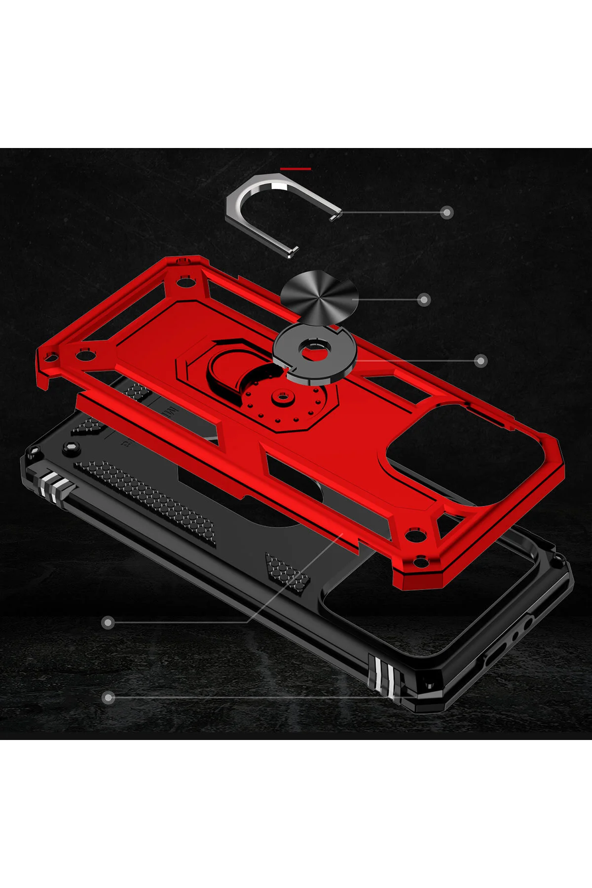 Apple Iphone 15 Pro Kılıf Yüzüklü Stand Özellikli Renkli Tasarım Tank Korumalı Kılıf