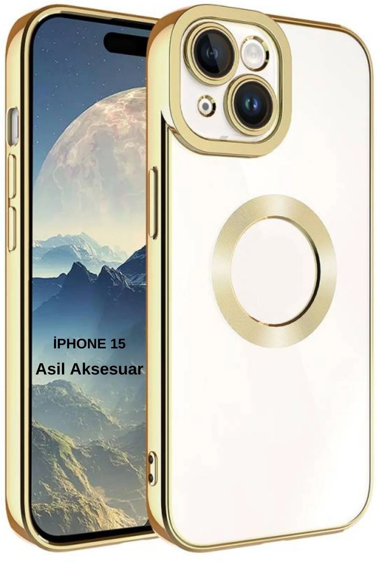Apple Iphone 15 Uyumlu Renkli Detaylı Kamera Korumalı Logo Kısmı Açık Korumalı Kılıf