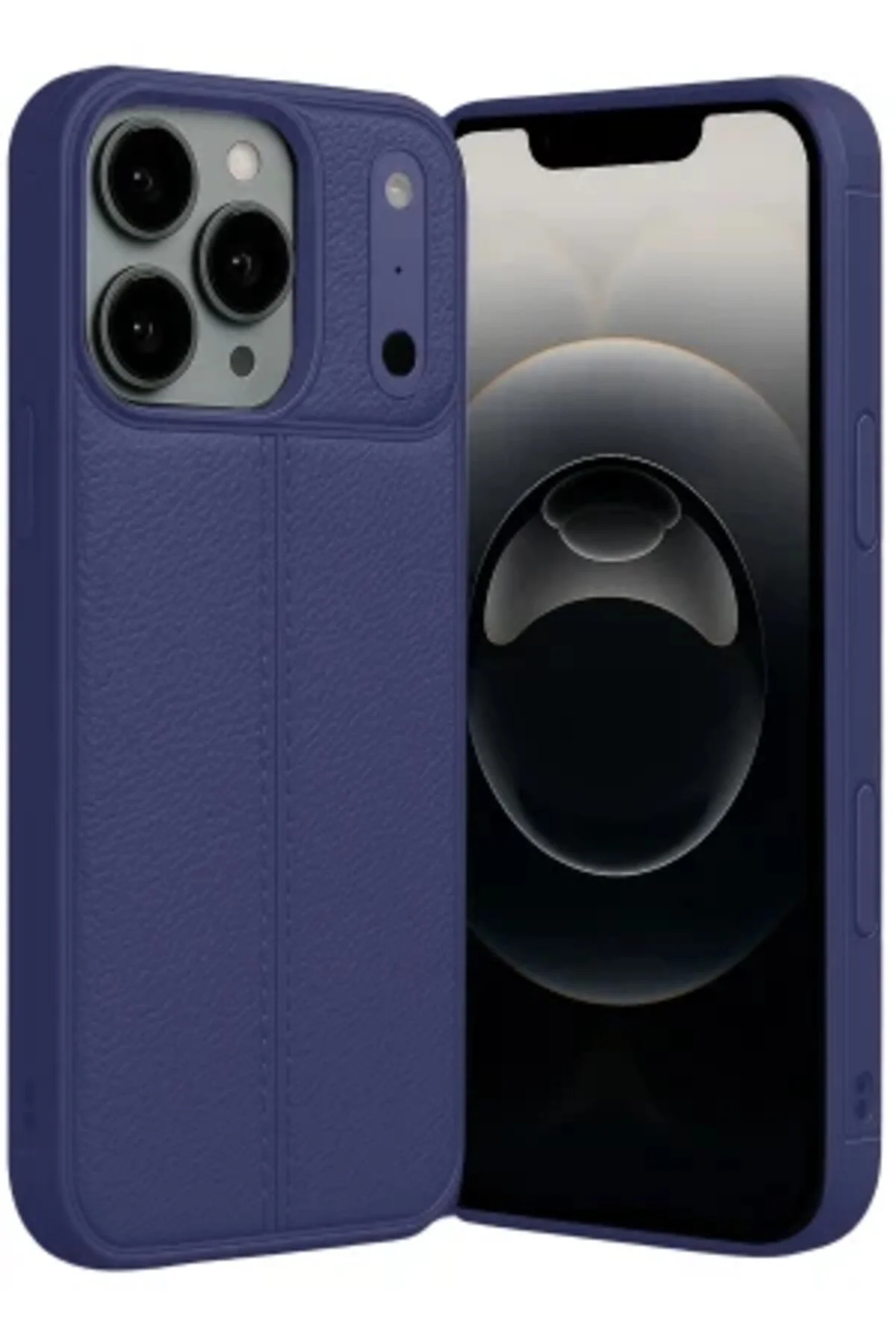 iPhone 17 Pro Max İçin Uyumlu Deri Tasarımlı Elde Kaymaz Korumalı Silikon Kılıf