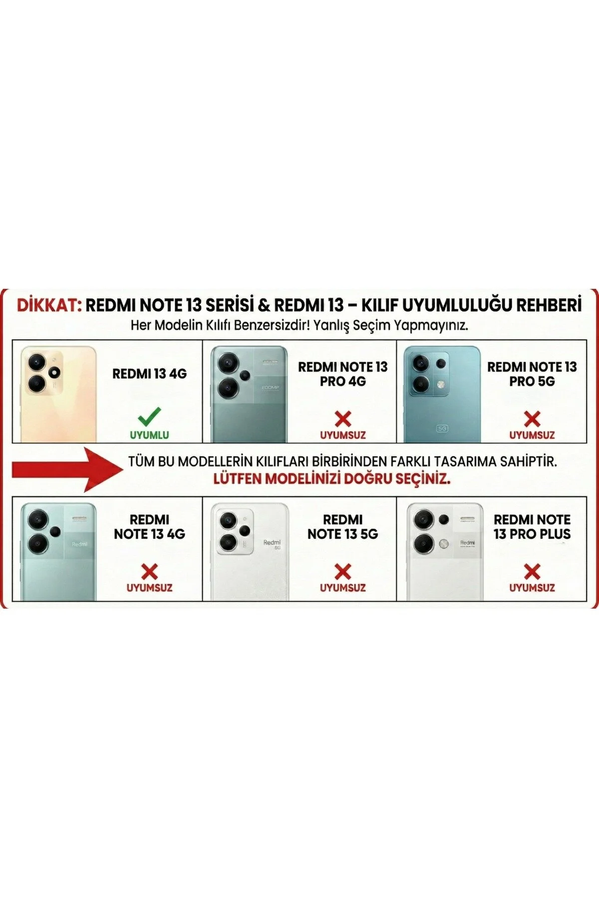 Xiaomi Redmi 13 4G Kılıf Kamera Korumalı Şeffaf Arka Yüzeyli Askı Aparatlı Kapak
