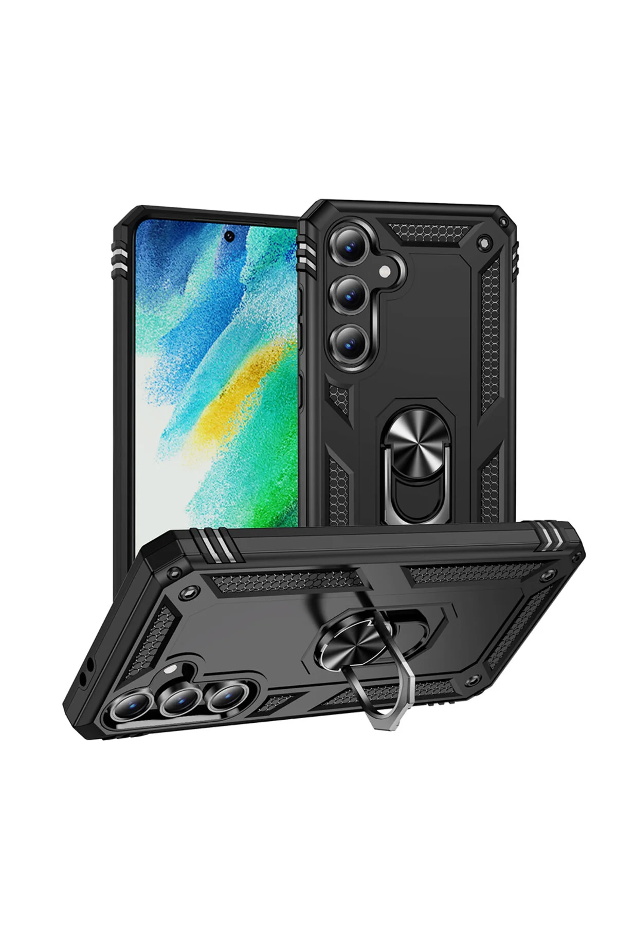 Samsung Galaxy S25 FE Kılıf Yüzüklü Stand Olabilen Magnetic Tpu Tank Kapak