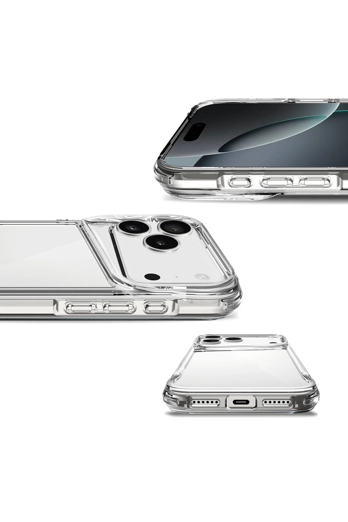 Apple iPhone 17 Pro Max Kılıf Kamera Koruma Çıkıntılı Sararmaz Leke Tutmaz Şeffaf Kapak