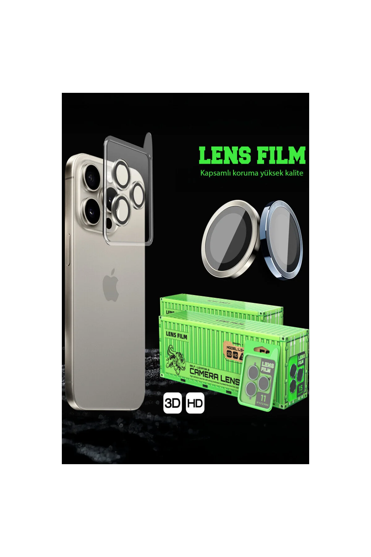 iPhone 17 İçin Uyumlu HD Kalite Görüntü Kalitesini Bozmayan Metal Kamera Lens Koruyucu