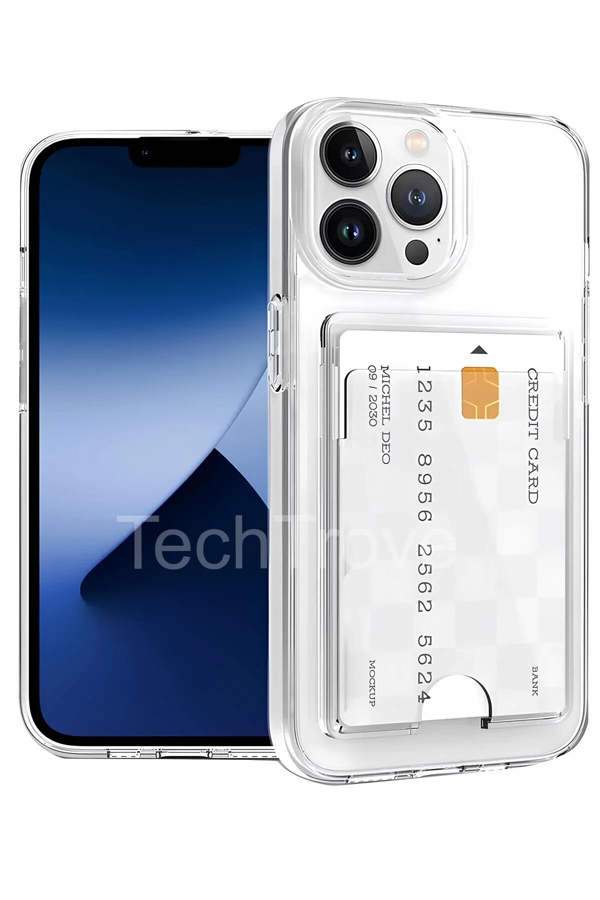 iPhone 15 Pro Max Kılıf Kartlıklı Kamera Çıkıntılı Şeffaf Darbe Korumalı A Kalite Kapak