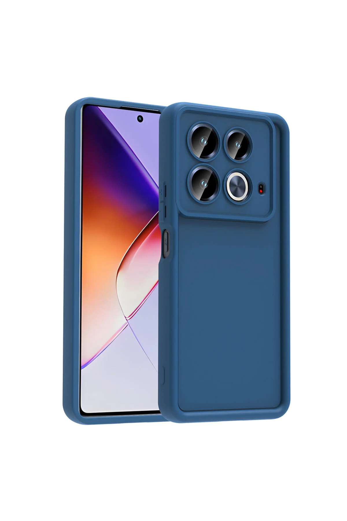İnfinix Note 40 Pro Kılıf Kamera Korumalı Kenar Çıkıntılı Soft Renkli Silikon Kapak - Mavi