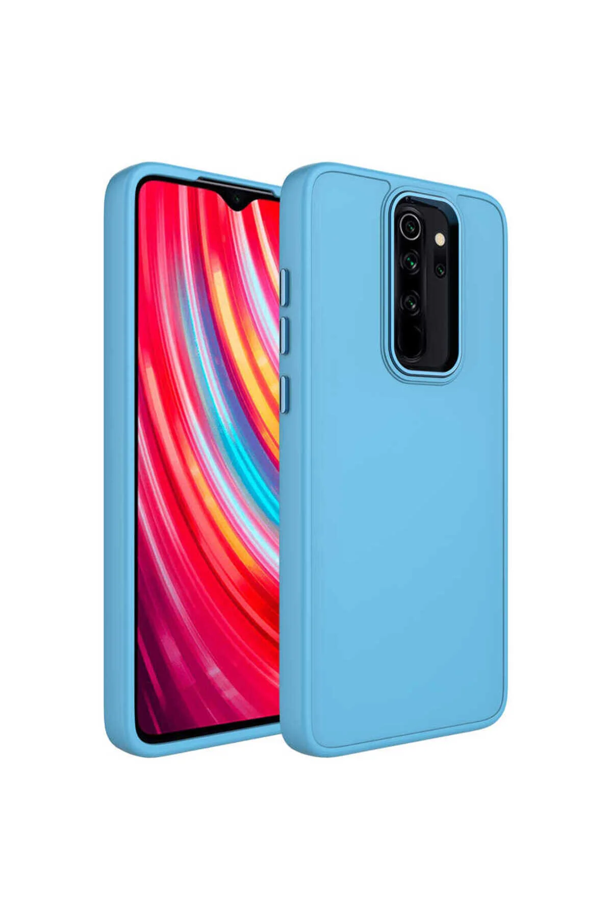 Redmi Note 8 Pro İçin Uyumlu Metal Çerçeve ve Buton Tasarımlı Silikon Kılıf