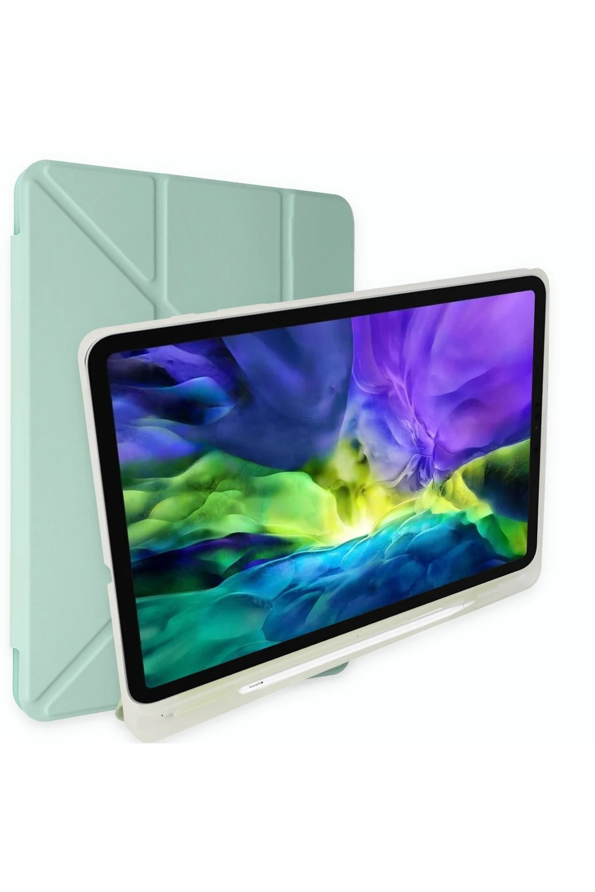 iPad Air 2 9.7 Uyumlu Kılıf Kalem Bölmeli Uyku Modlu Smart Case - Açık Yeşil