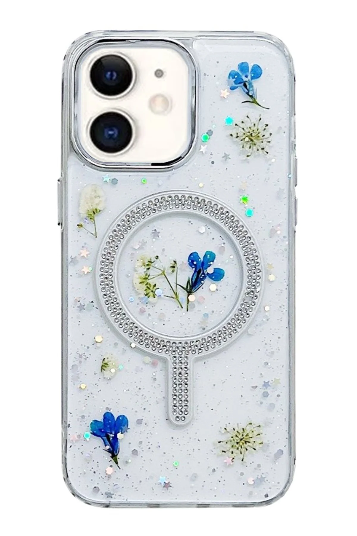 iPhone 11 Uyumlu Flower Magsafeli  Yeni Tasarım Kılıf - Mavi