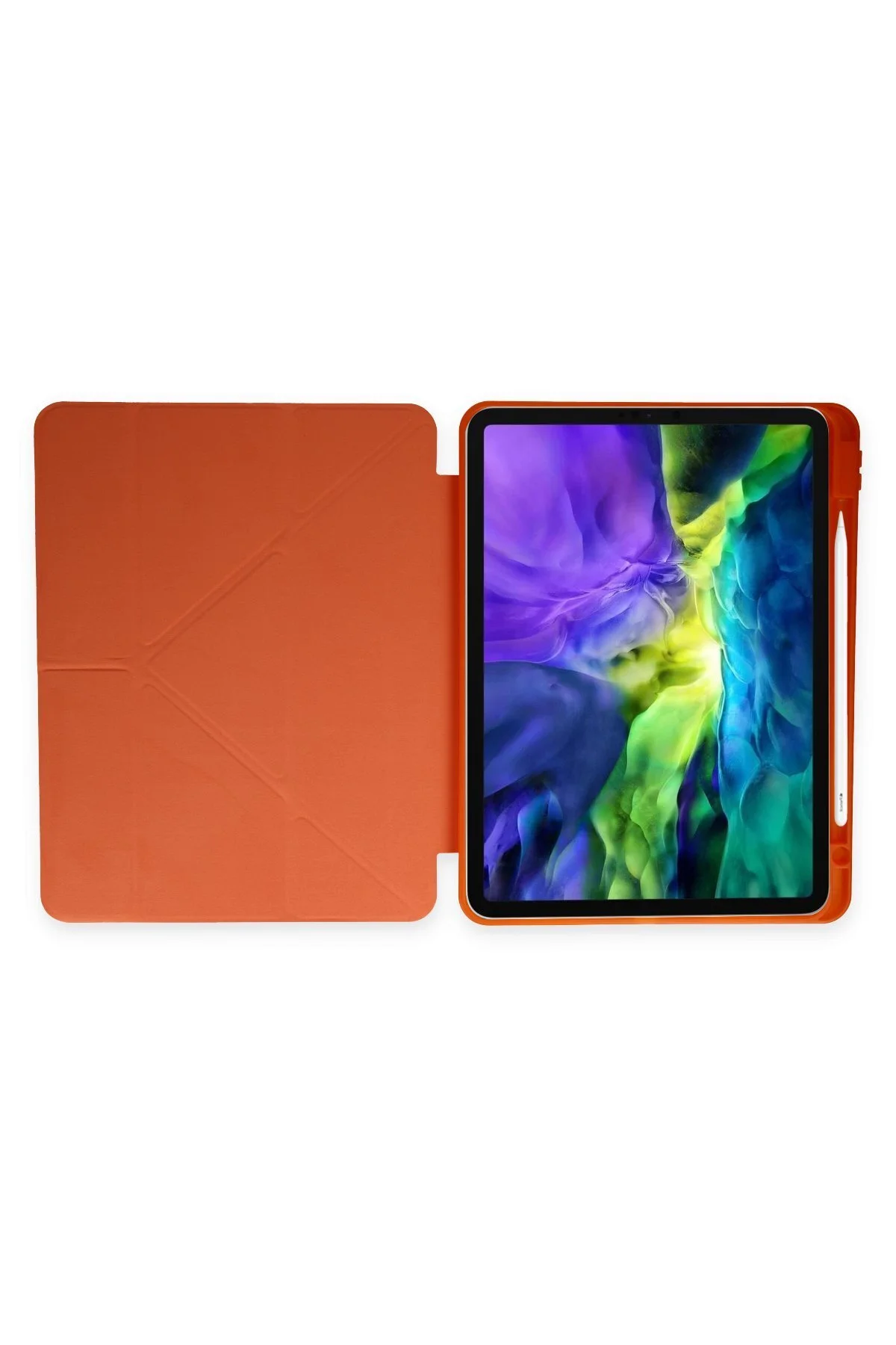 iPad Air 2 9.7 Uyumlu Kılıf Kalem Bölmeli Uyku Modlu Smart Case - Turuncu