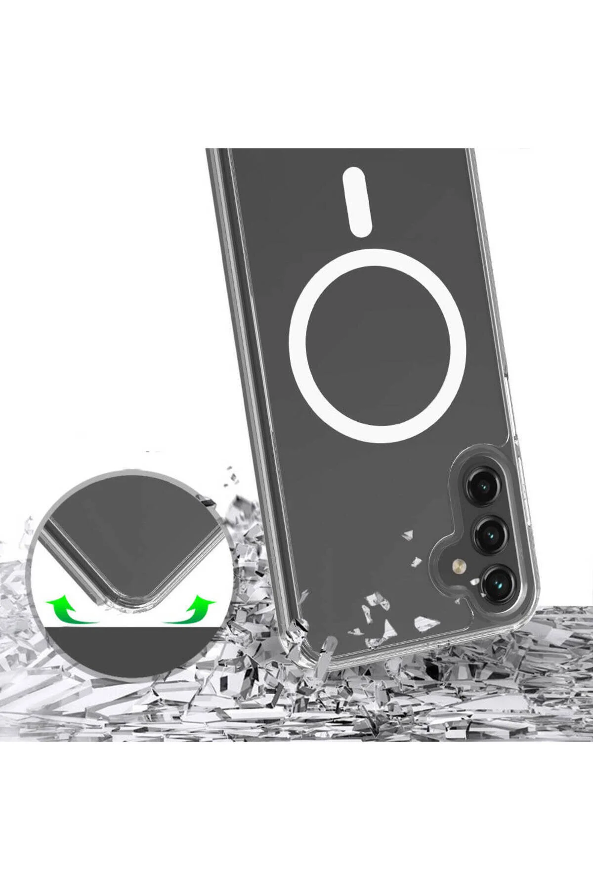 Samsung Galaxy S25 FE İçin Uyumlu Magsafe Şarj Destekli Şeffaf Pc Kılıf